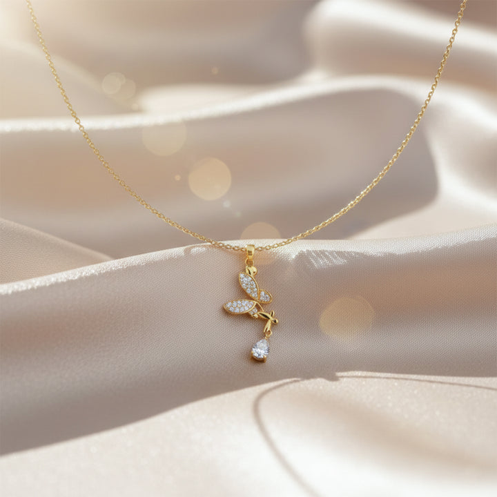 Elegant Butterfly Drop Pendant Necklace GWN -147