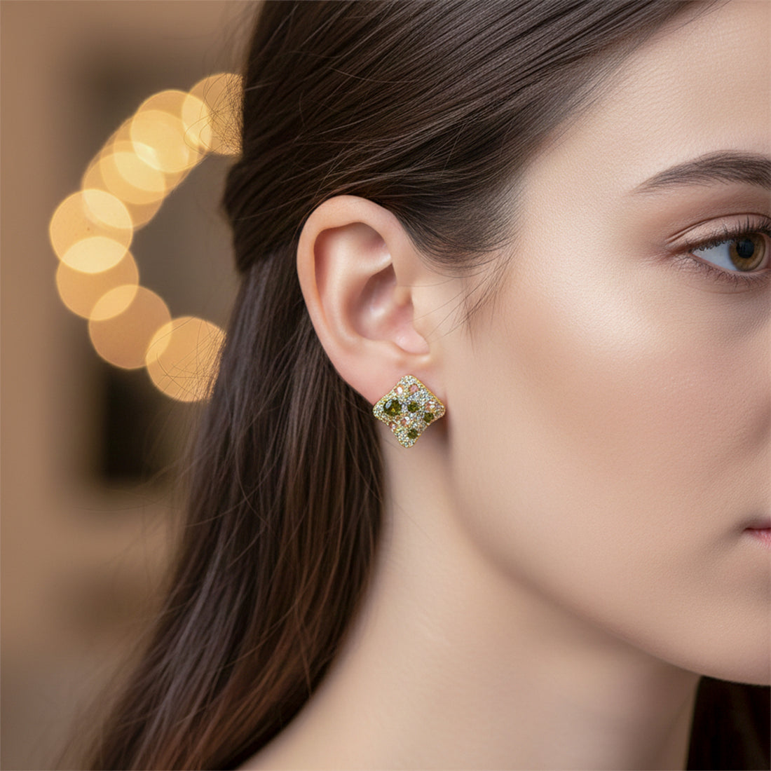 Multi-Stone Square Earring GWE -139