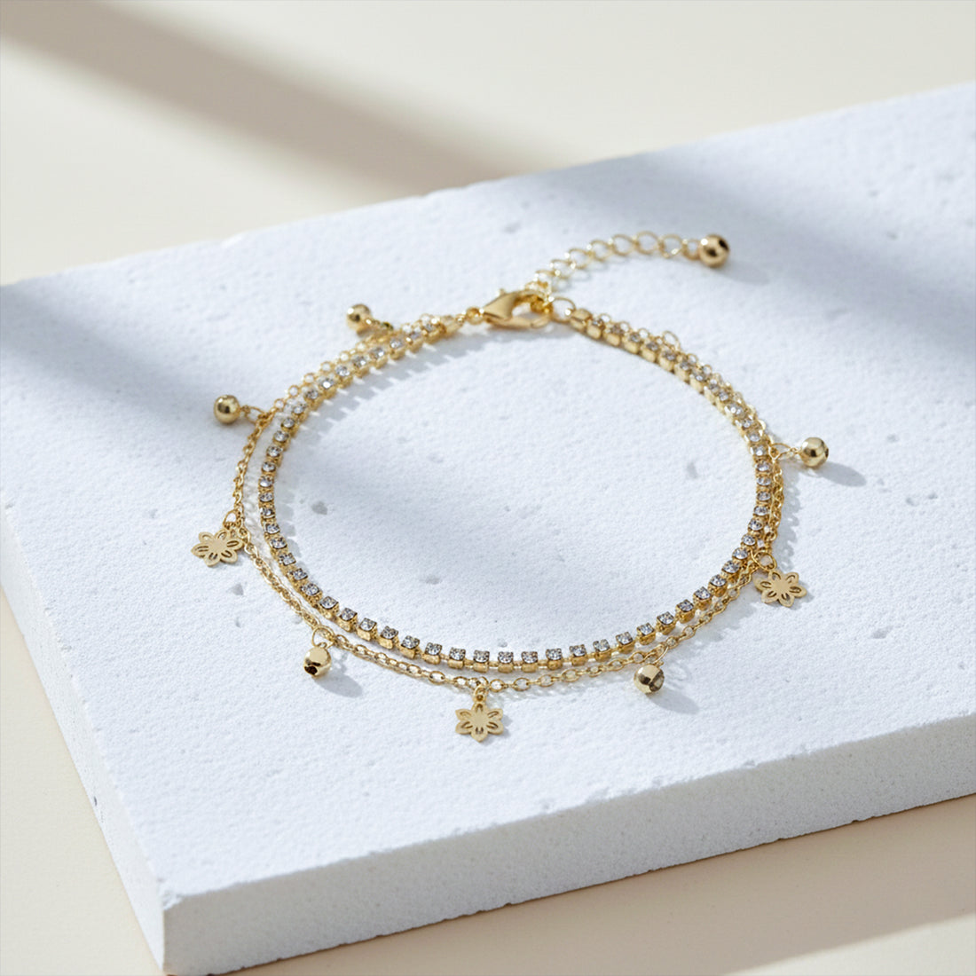 Golden Blossom Sparkle Anklet GWA -39