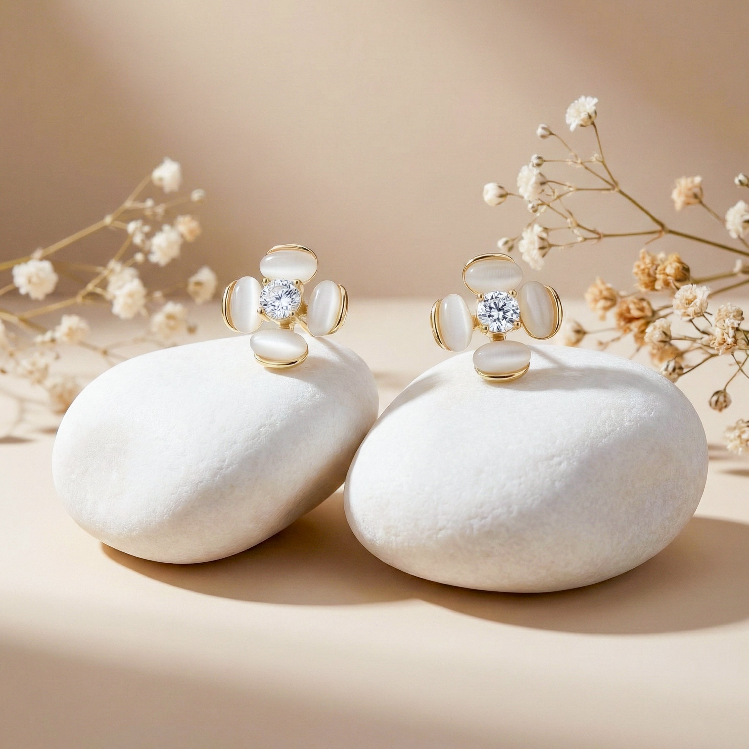 Petal Crystal Stud Earrings GWE -107
