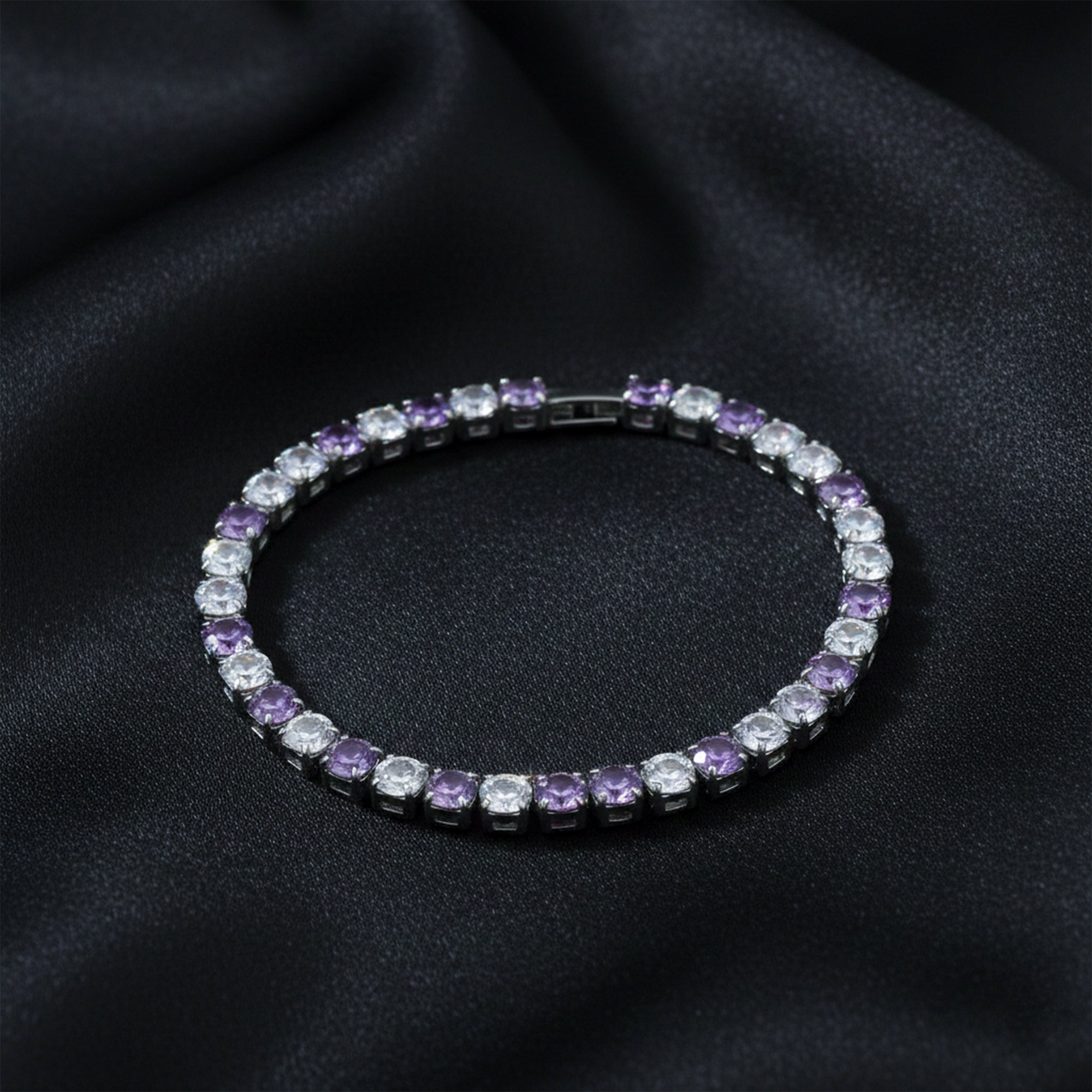 Purple & White Stone Tennis Bracelet GWB -60