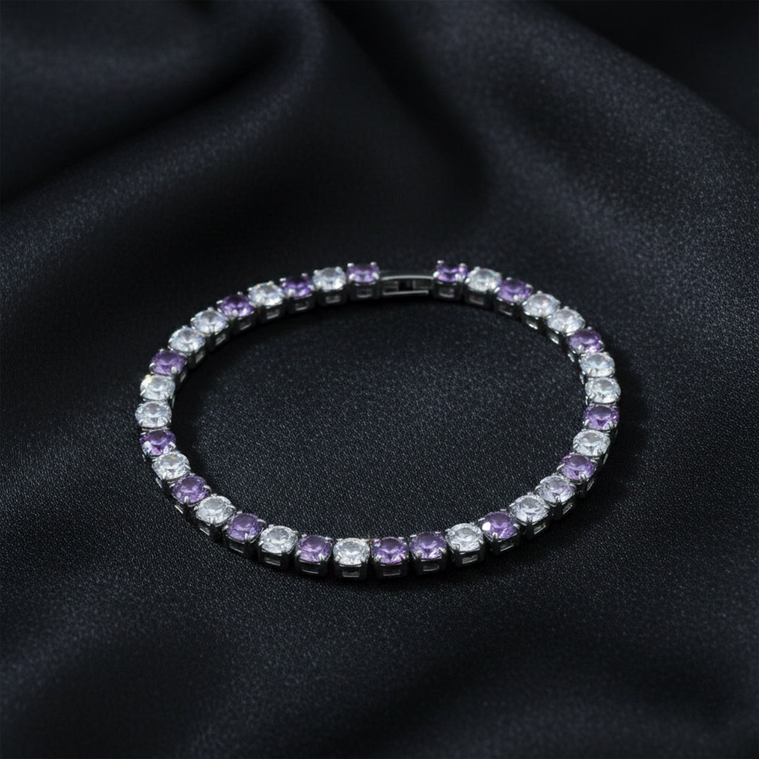 Purple & White Stone Tennis Bracelet GWB -60