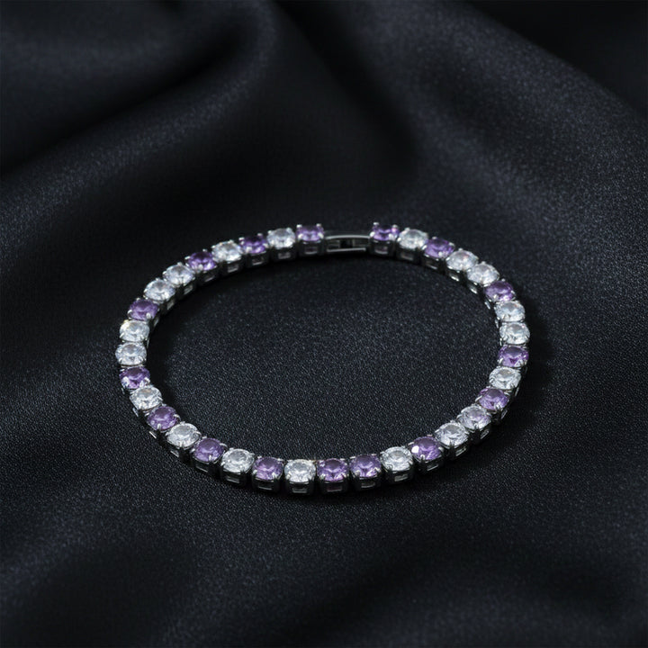 Purple & White Stone Tennis Bracelet GWB -60