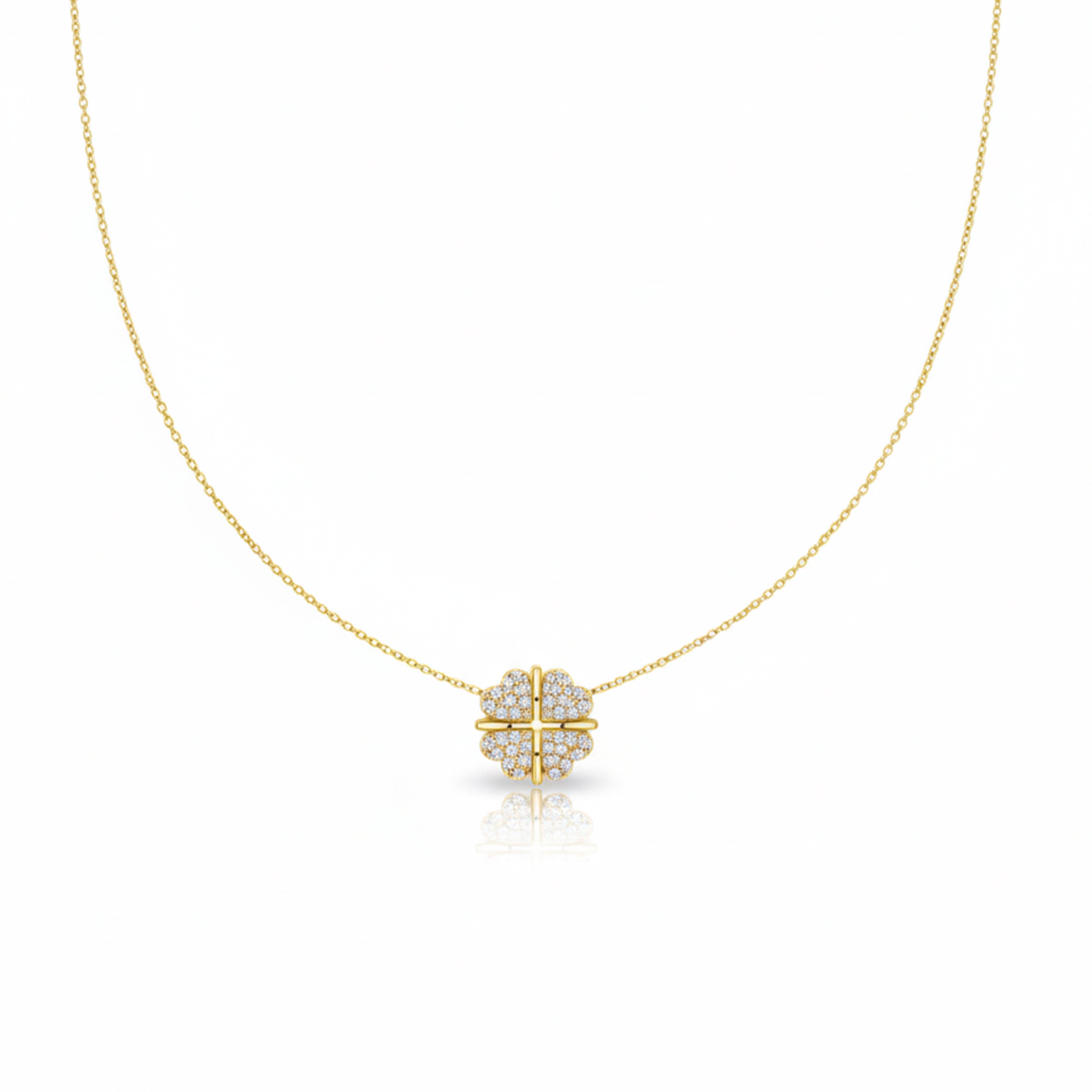 Diamond Clover Charm Necklace GWN -138