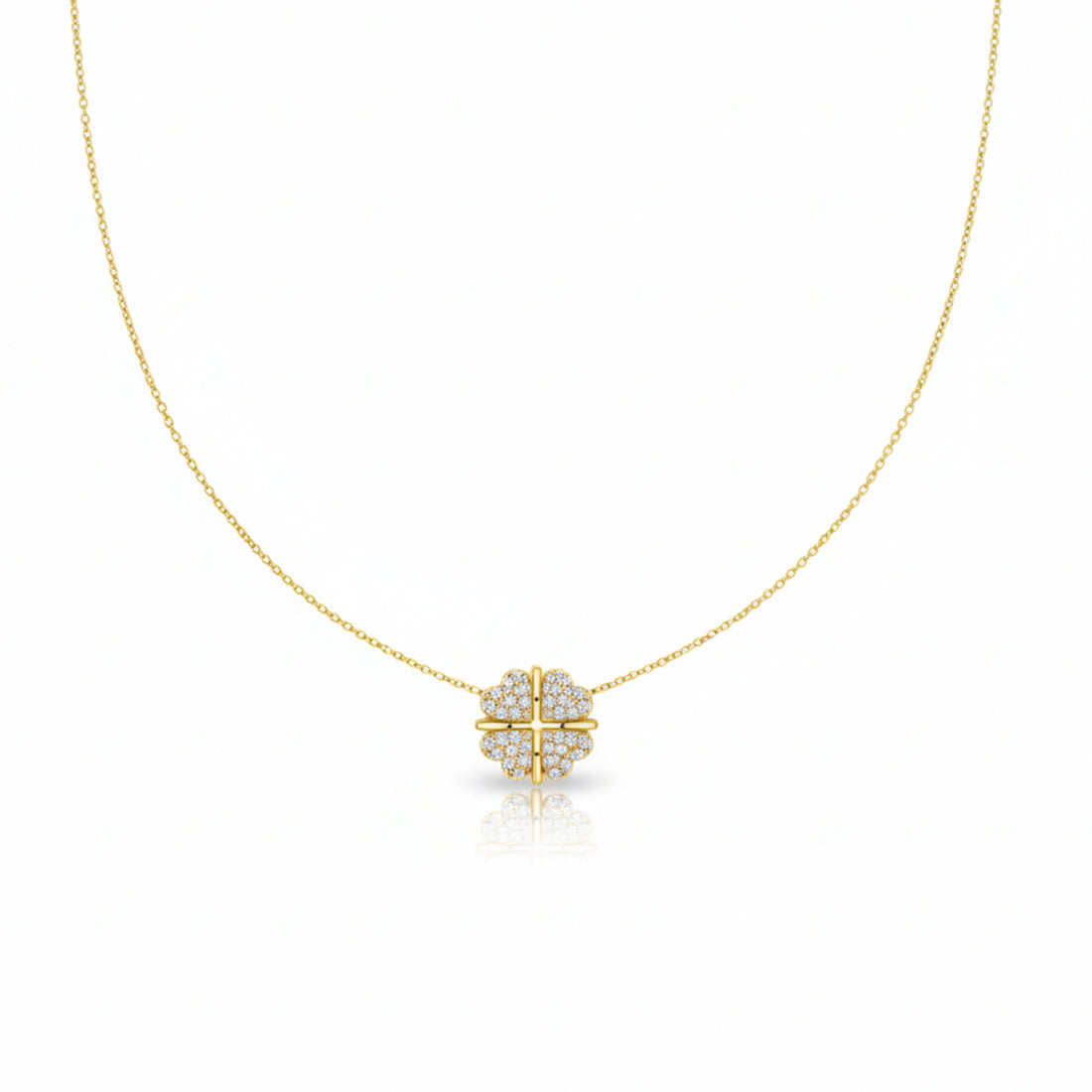 Diamond Clover Charm Necklace GWN -138