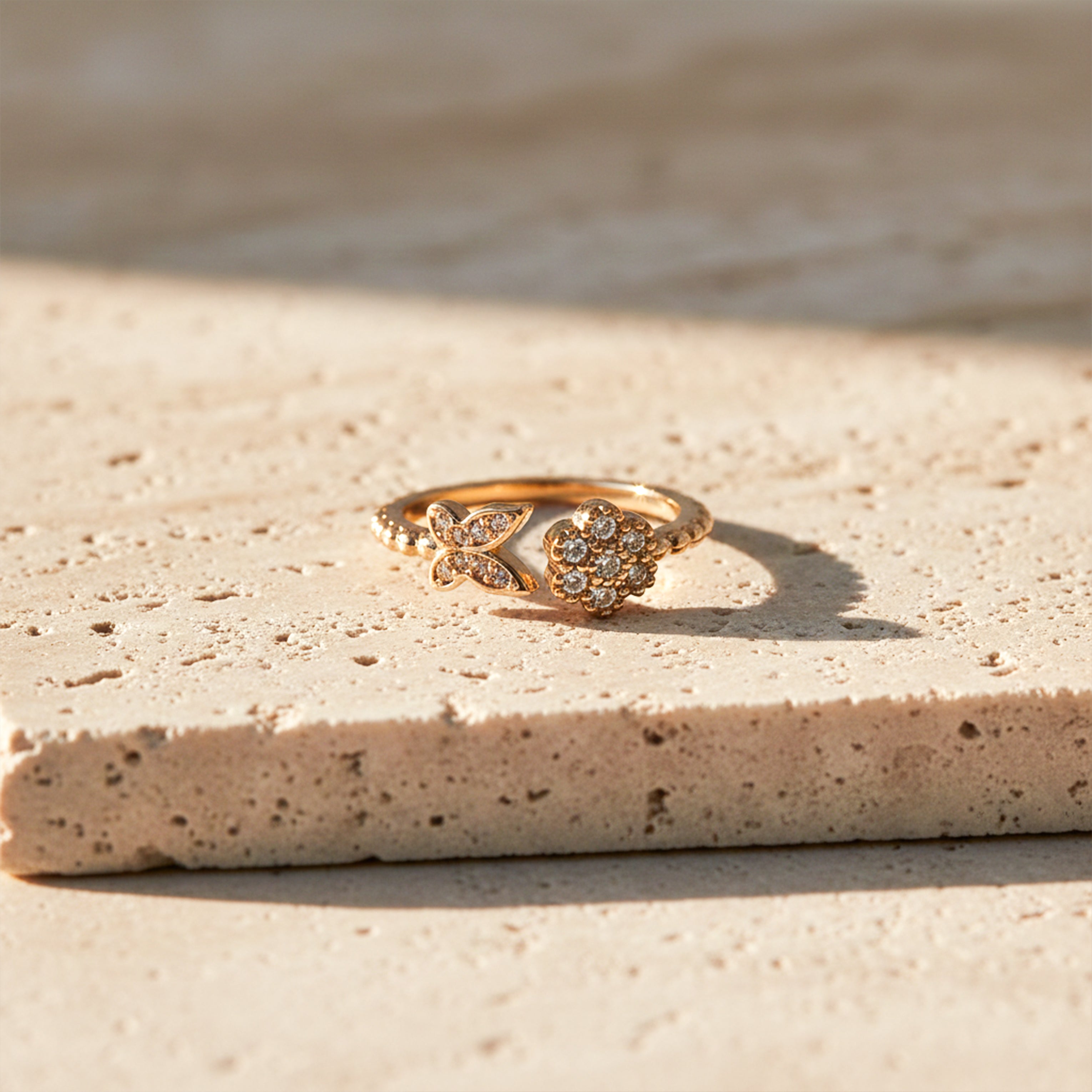 Blossom Butterfly Diamond Gold Ring GWR -11
