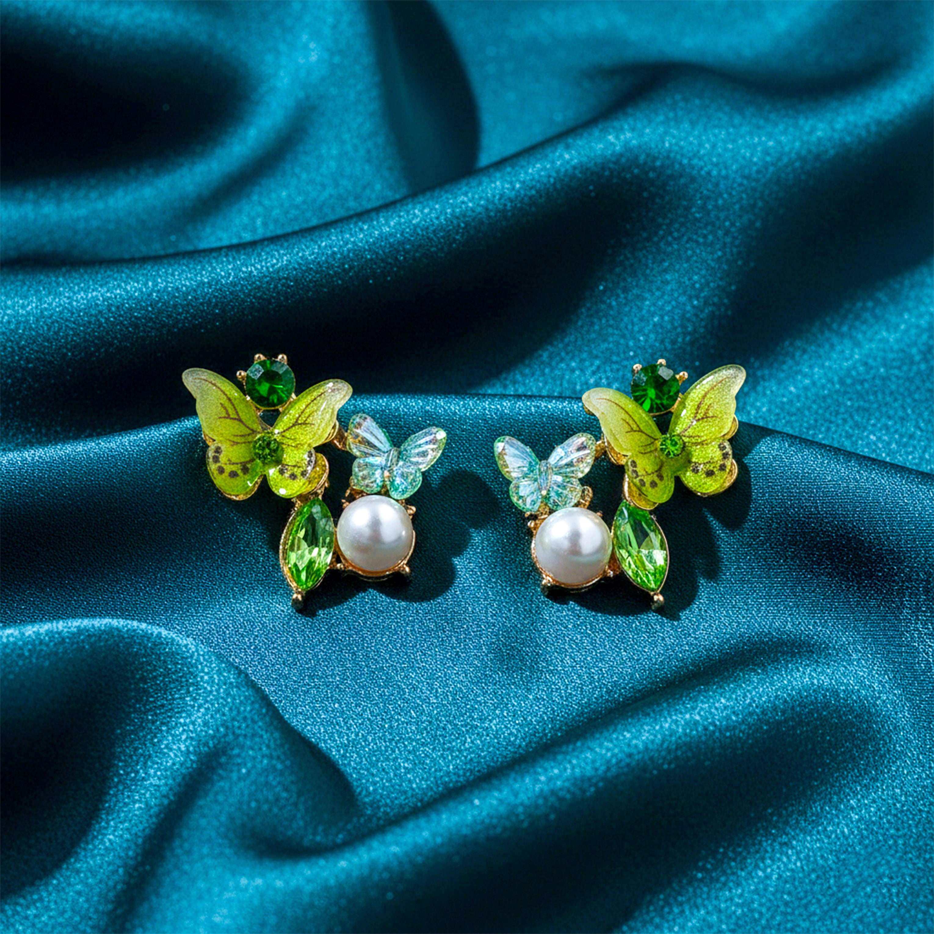 Green Butterfly Earrings -112