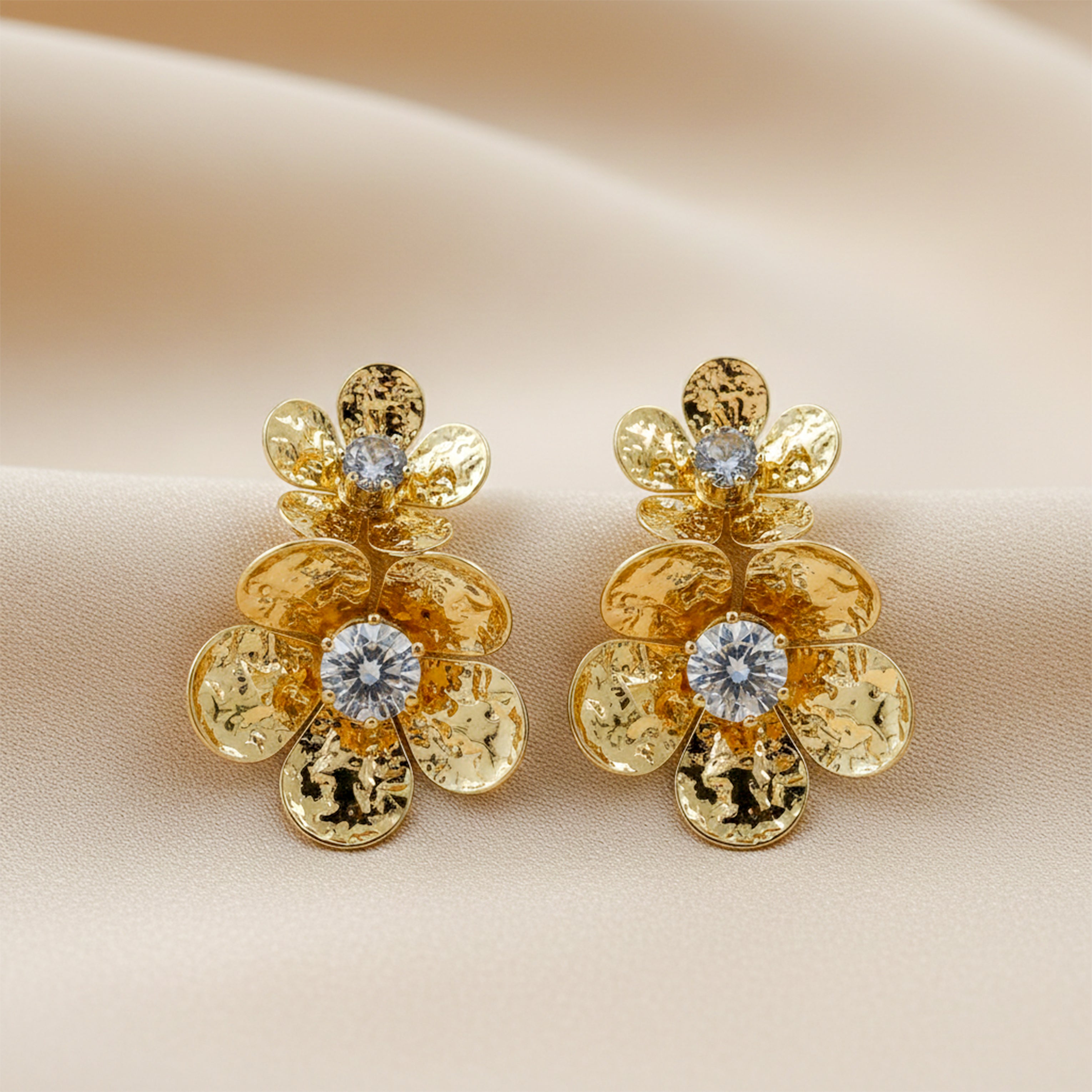 Golden Bloom Floral Drop Earrings GWR -146