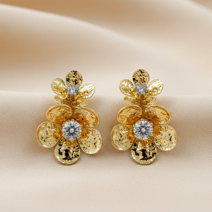 Golden Bloom Floral Drop Earrings GWR -146