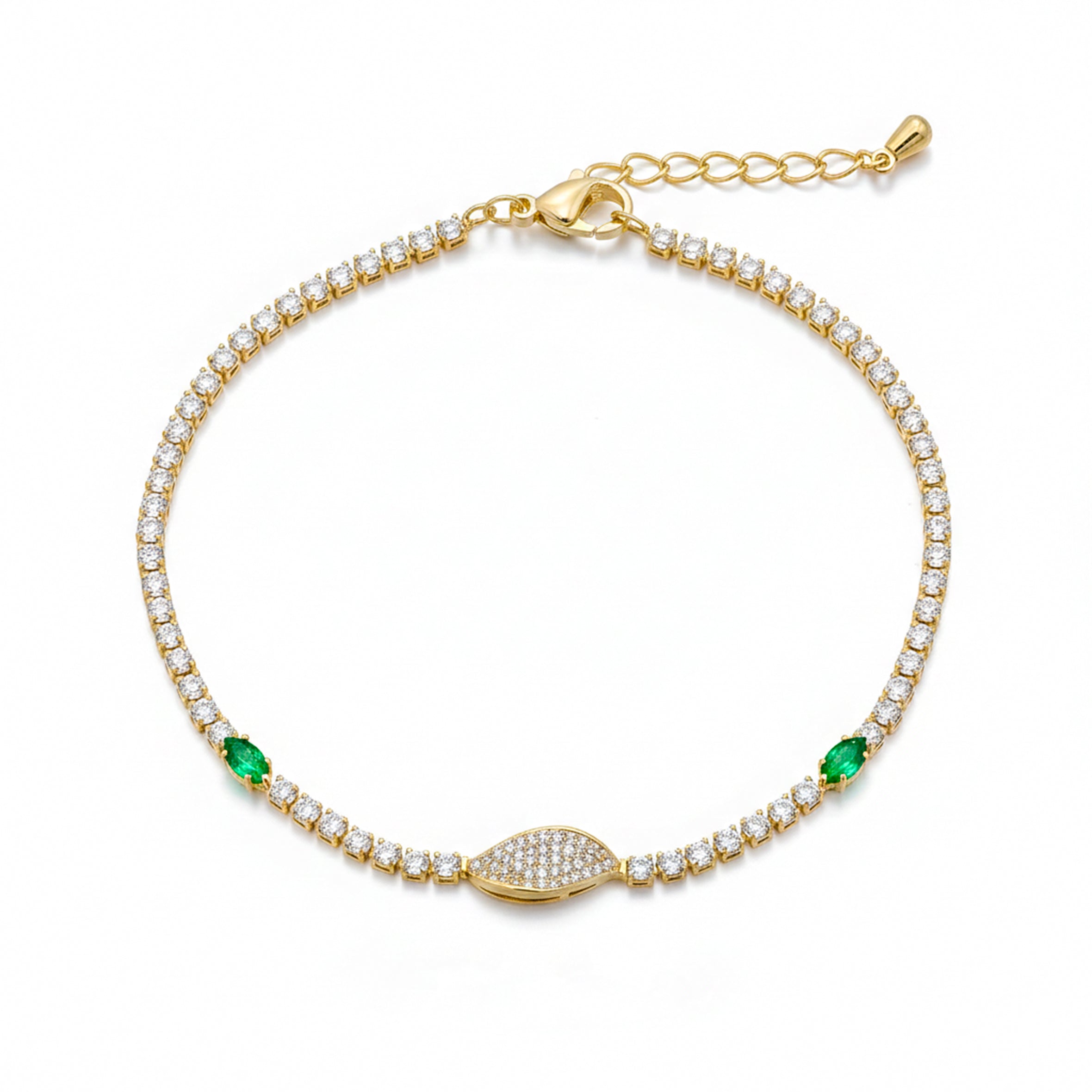 Emerald Leaf Tennis Bracelet GWB -106