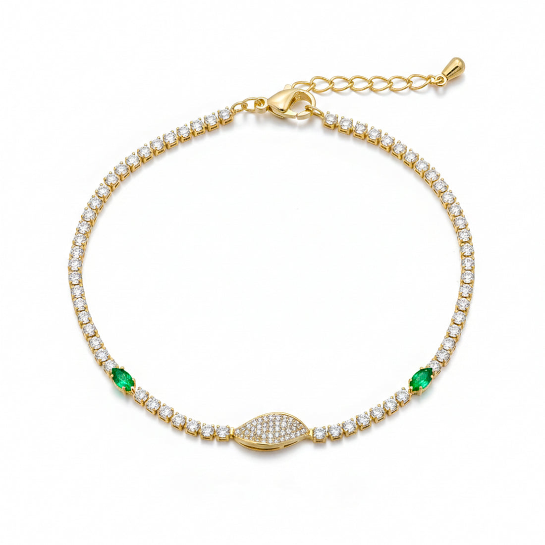 Emerald Leaf Tennis Bracelet GWB -106