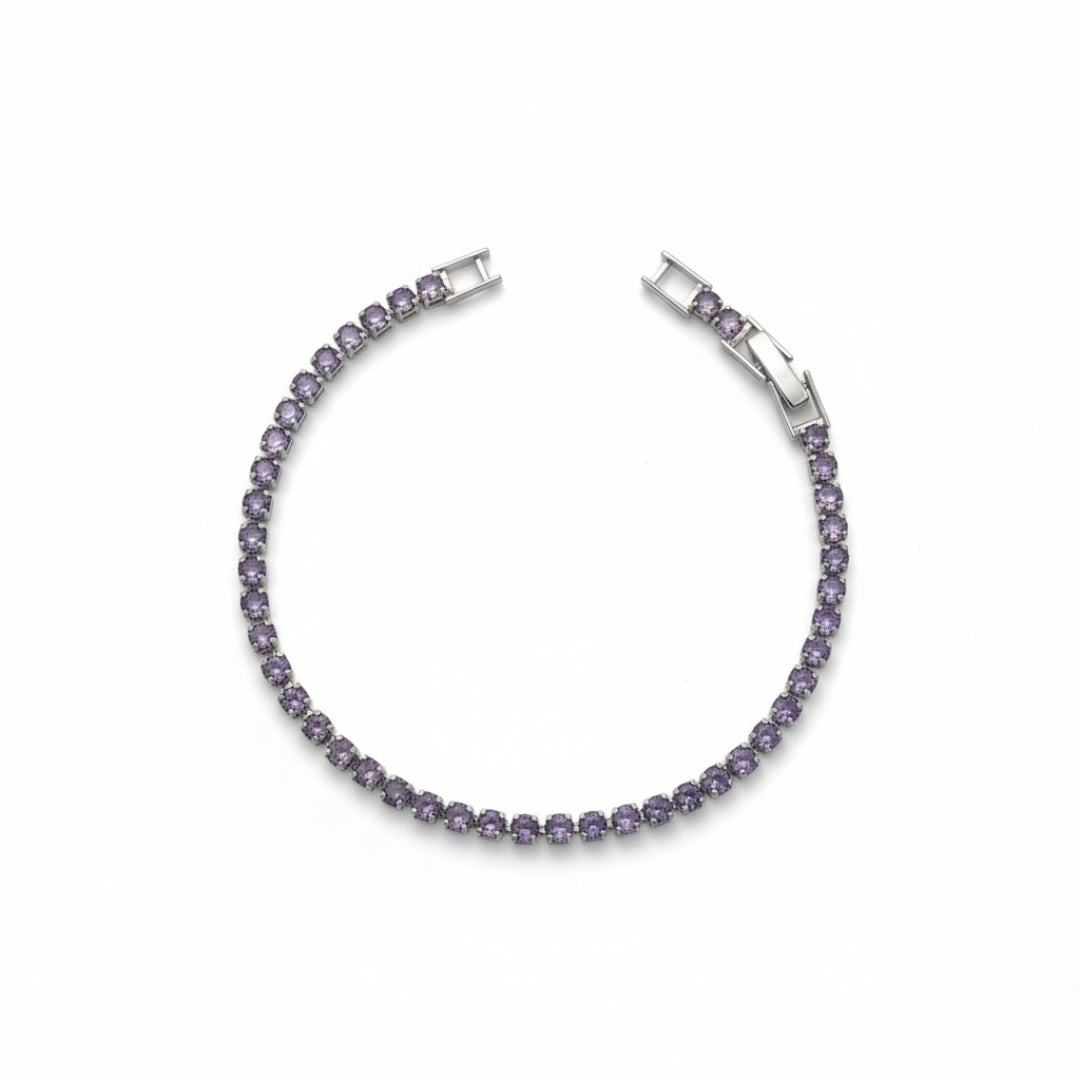 Lavender Small Diamond Silver Tennis Bracelets GWB-73