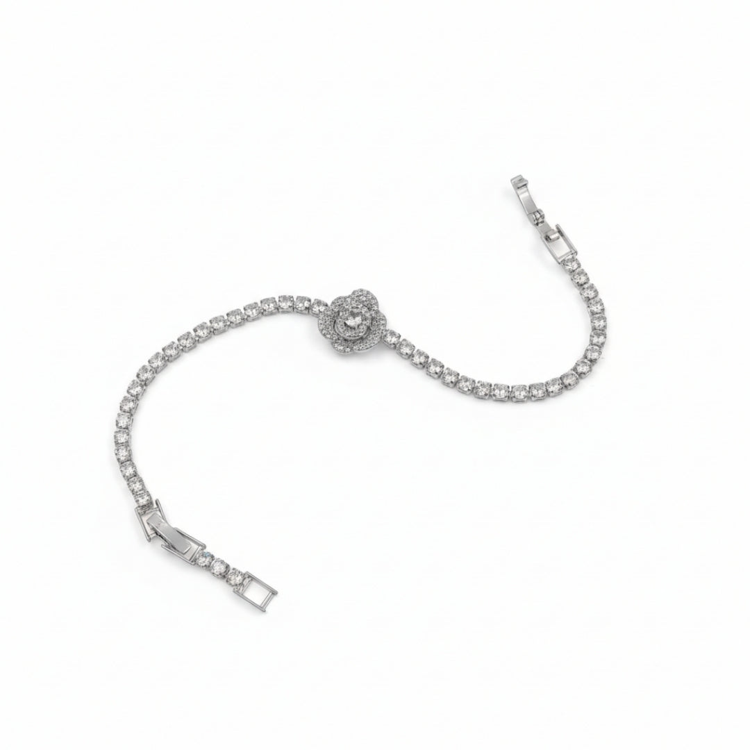 Silver Rose Tennis Bracelet -GWB64