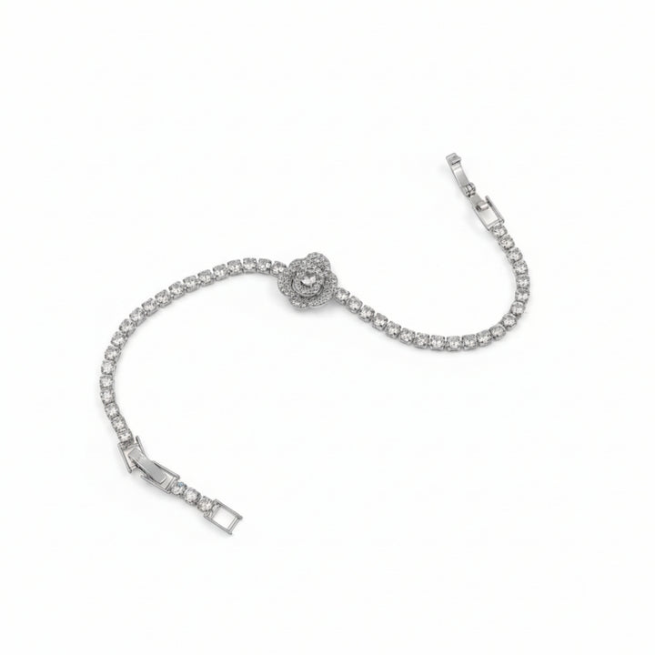 Silver Rose Tennis Bracelet -GWB64