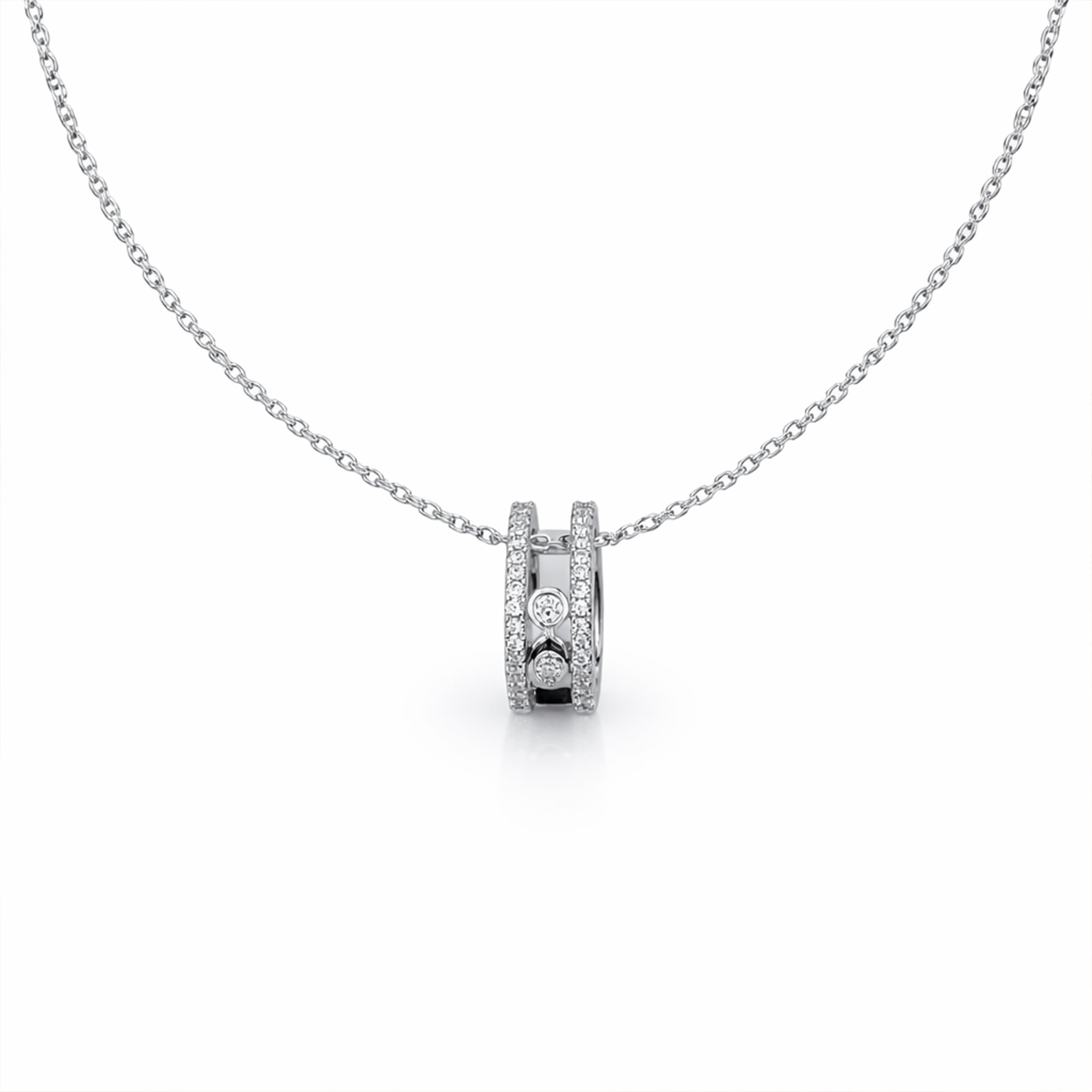 Silver Triple Stone Charm Necklace GEN -48