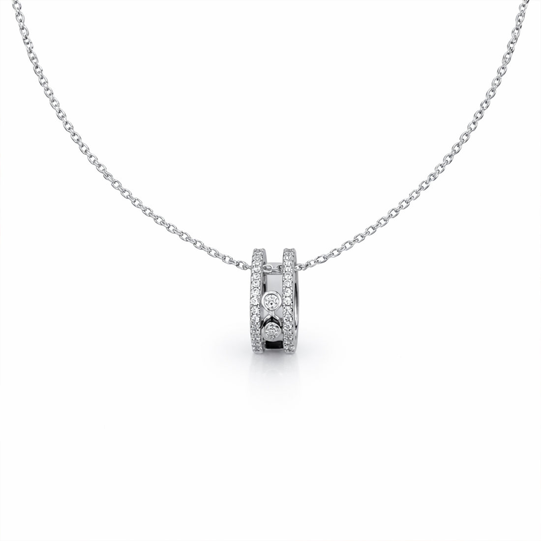 Silver Triple Stone Charm Necklace GEN -48