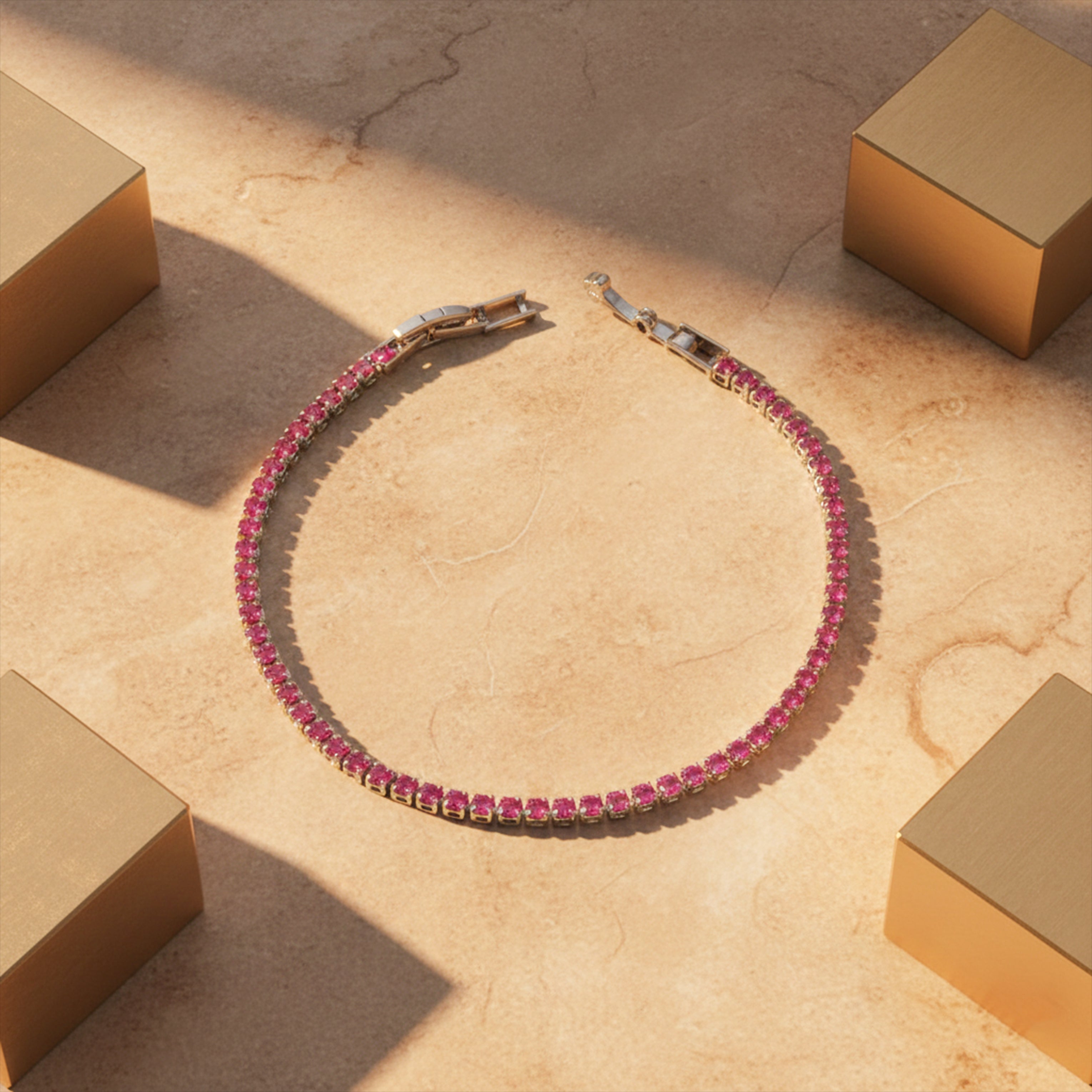 Pink Crystal Tennis Bracelet GWB -58