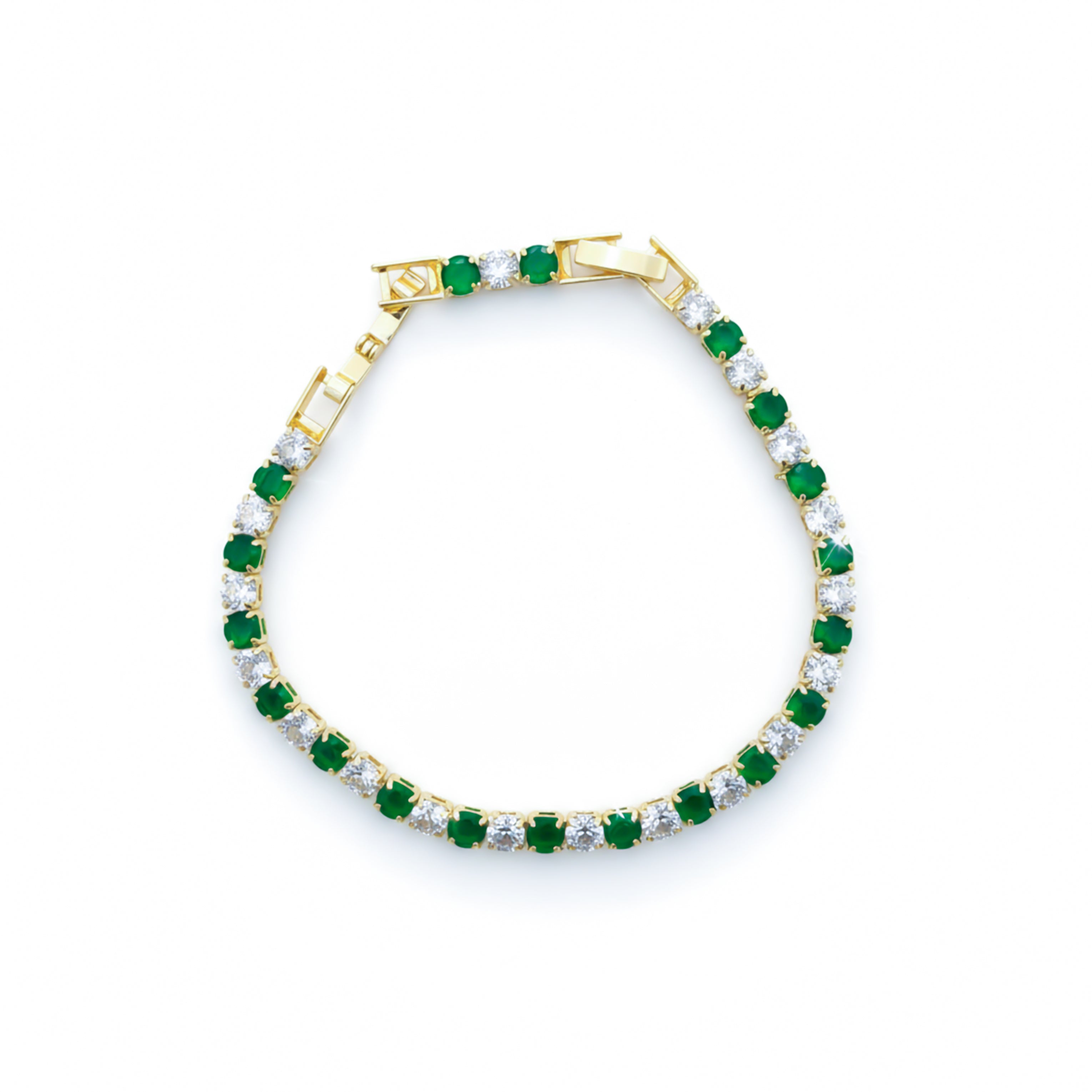 Emerald Glow Gold Tennis Bracelet GWB -62