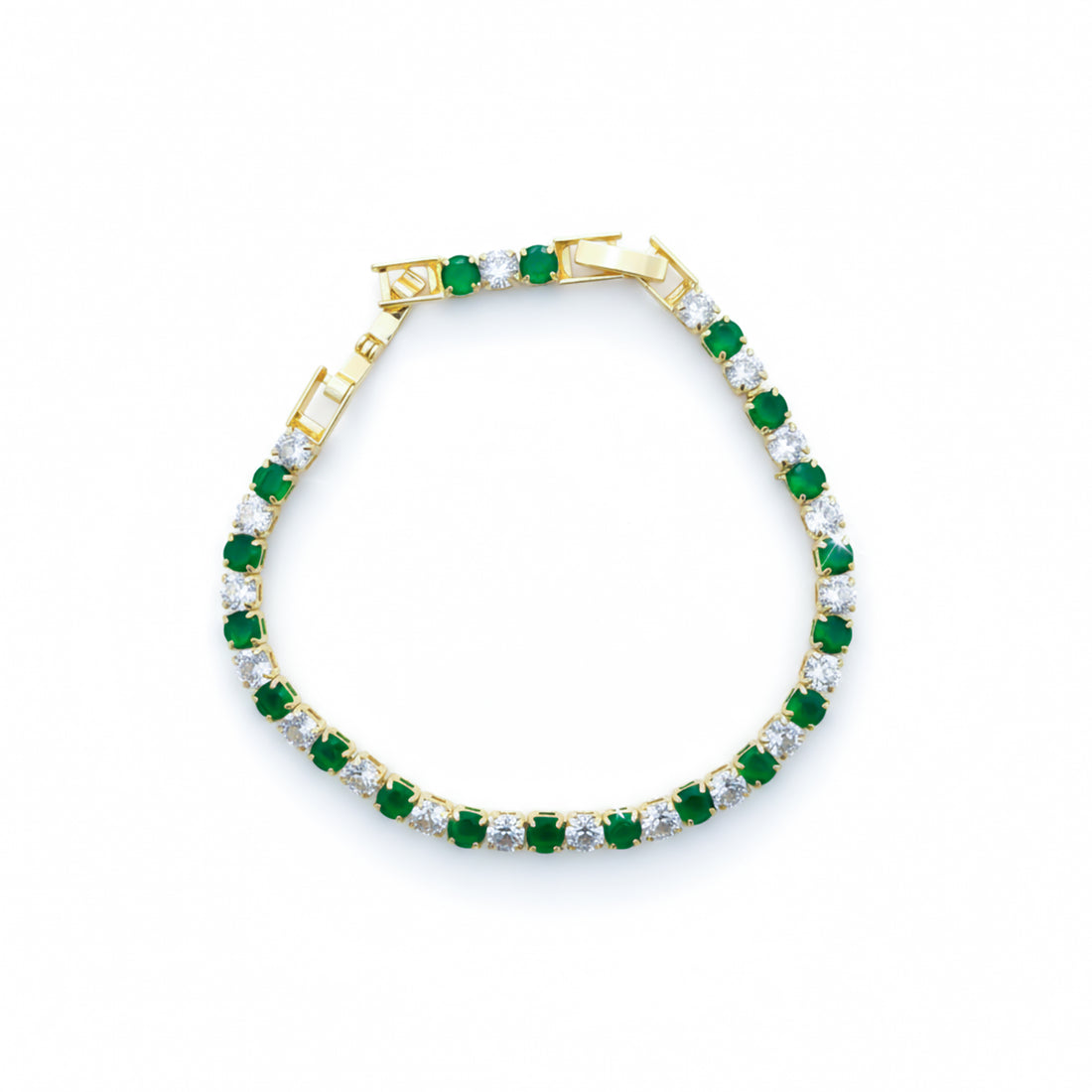 Emerald Glow Gold Tennis Bracelet GWB -62