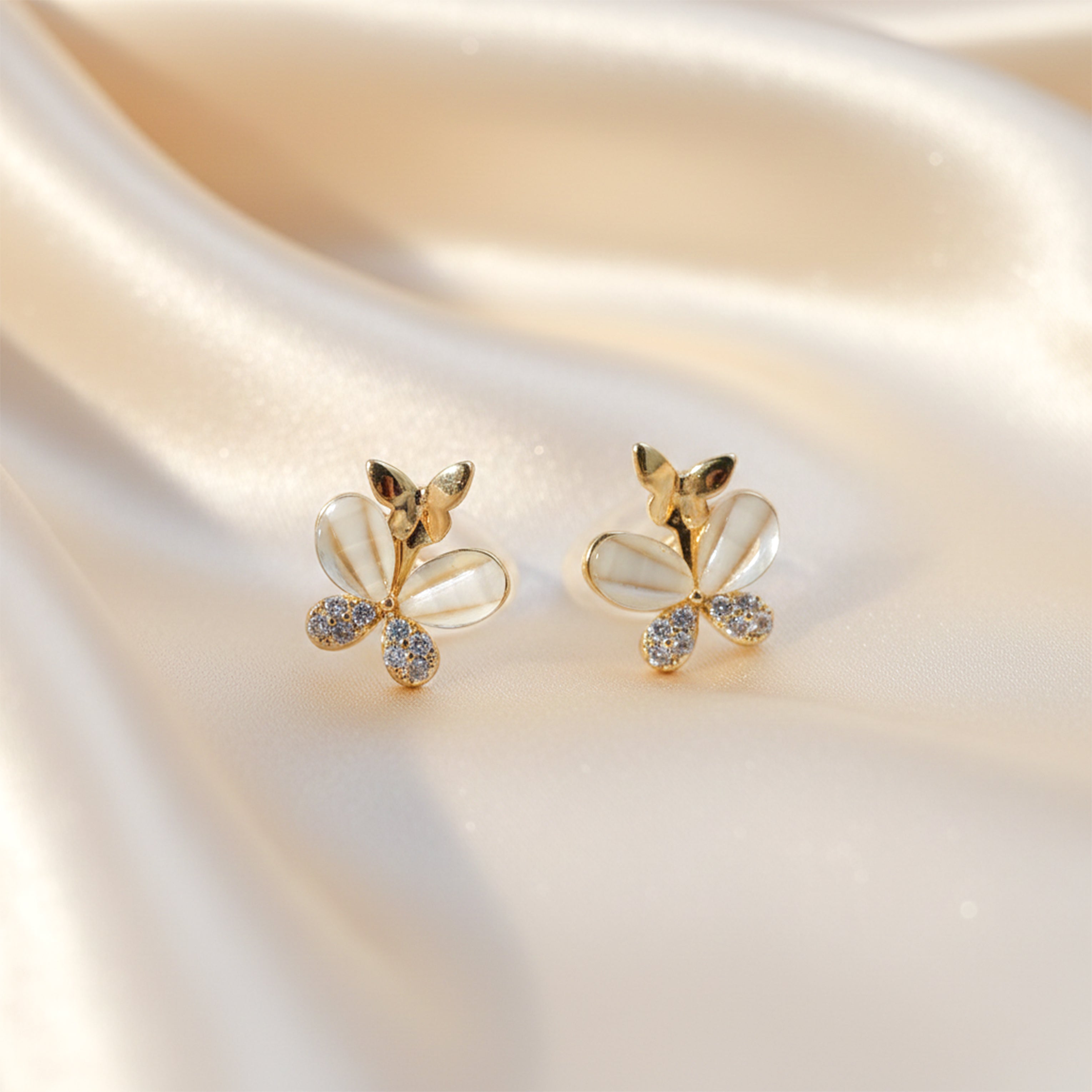Golden Butterfly Bloom Earrings GWE -109