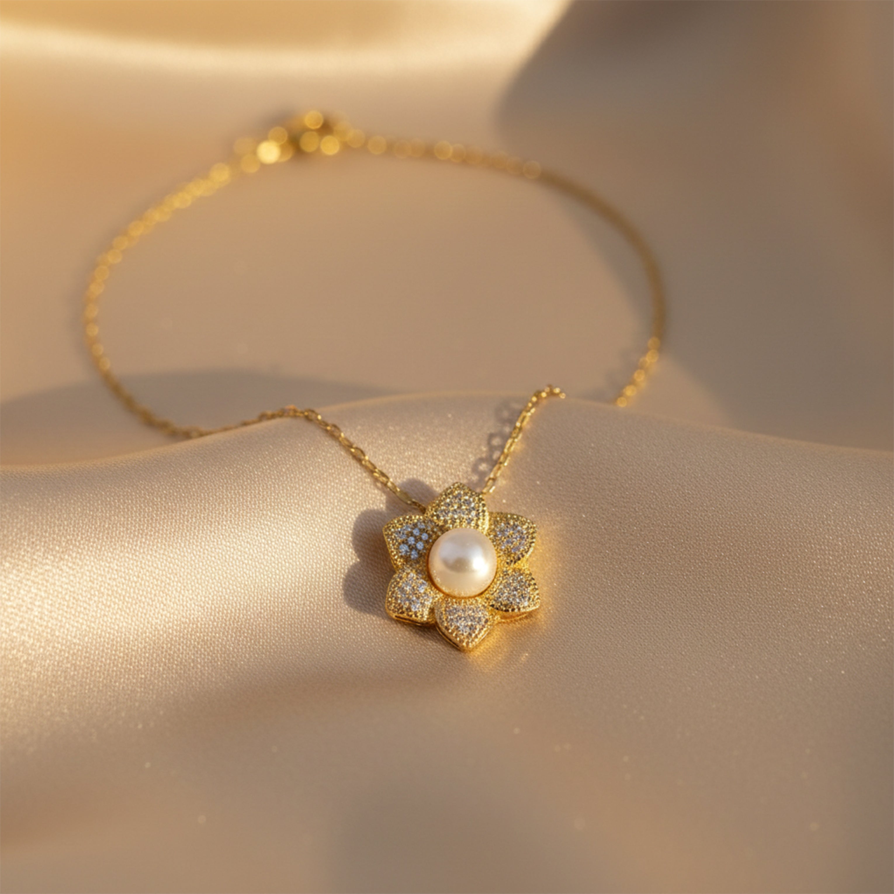 Crystal Flower Pearl Pendant GWN -40