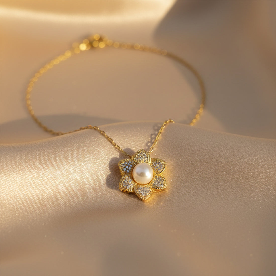Crystal Flower Pearl Pendant GWN -40