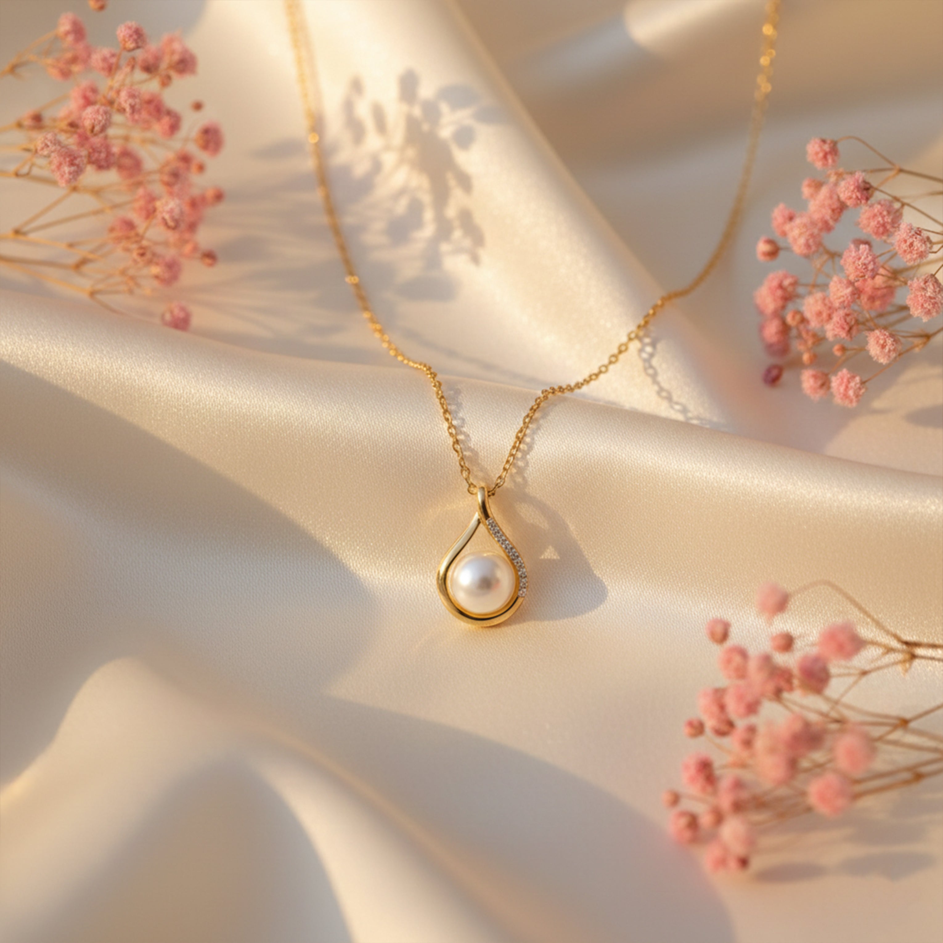 Gold Swirl Pearl Necklace GWN -33