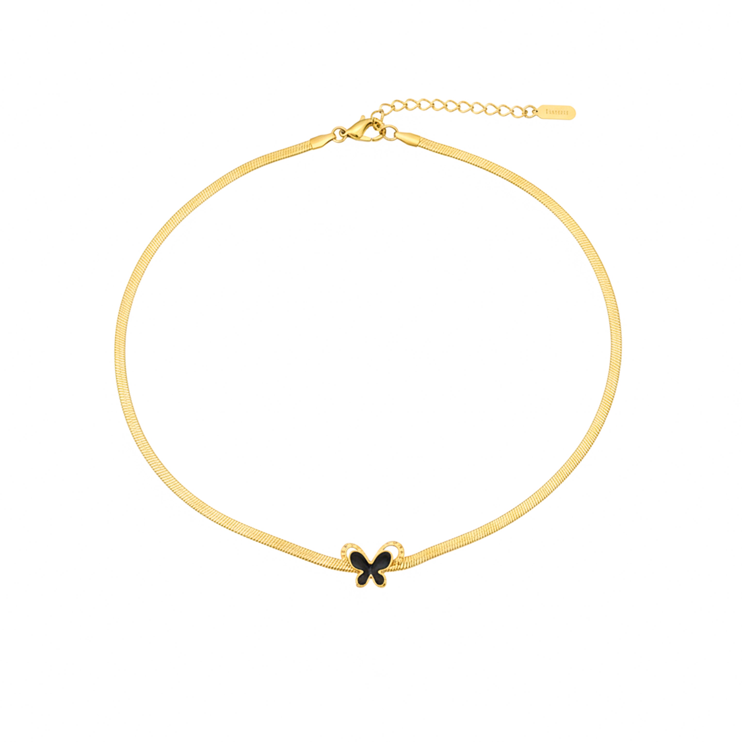 Black Enamel Butterfly Necklace GWN -72