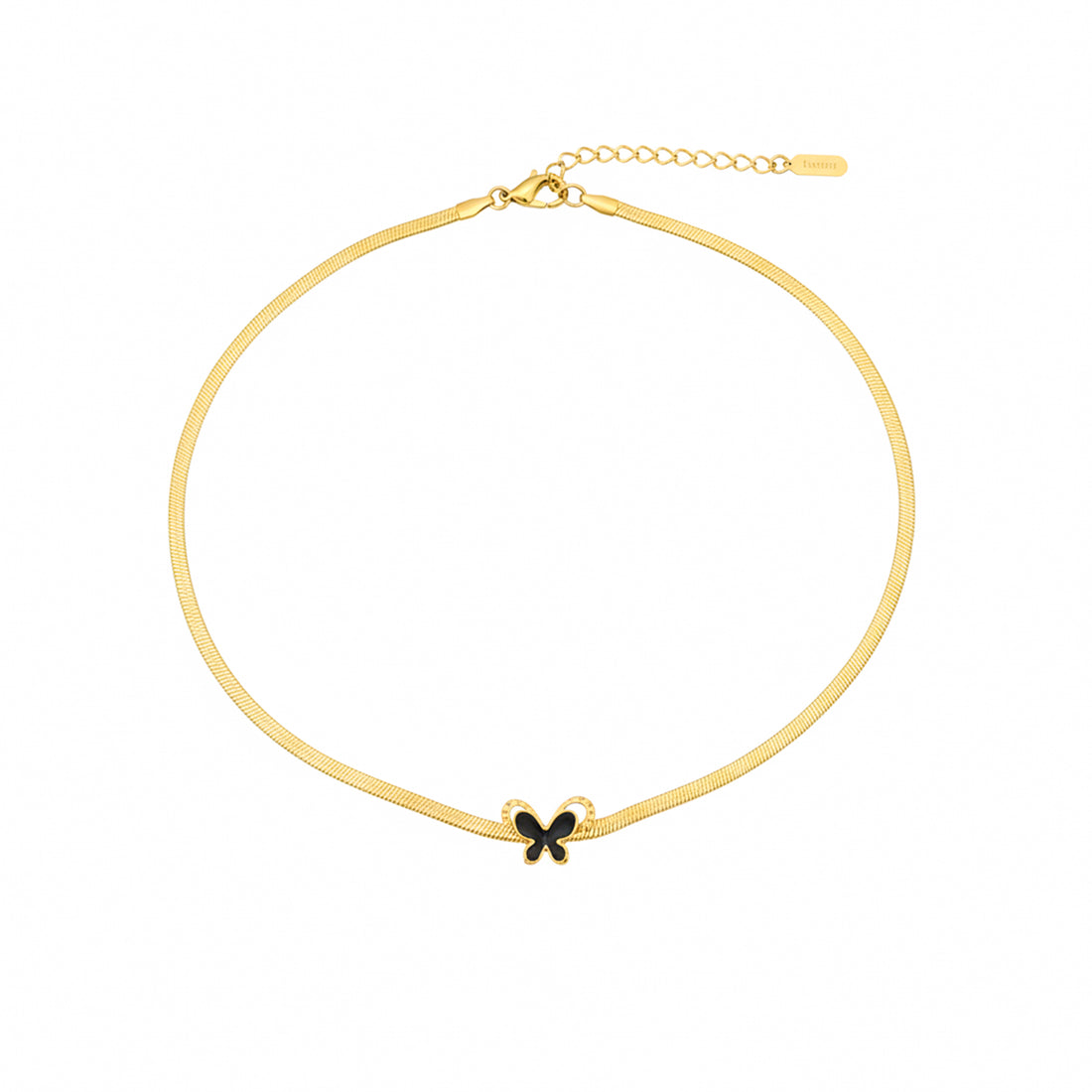 Black Enamel Butterfly Necklace GWN -72