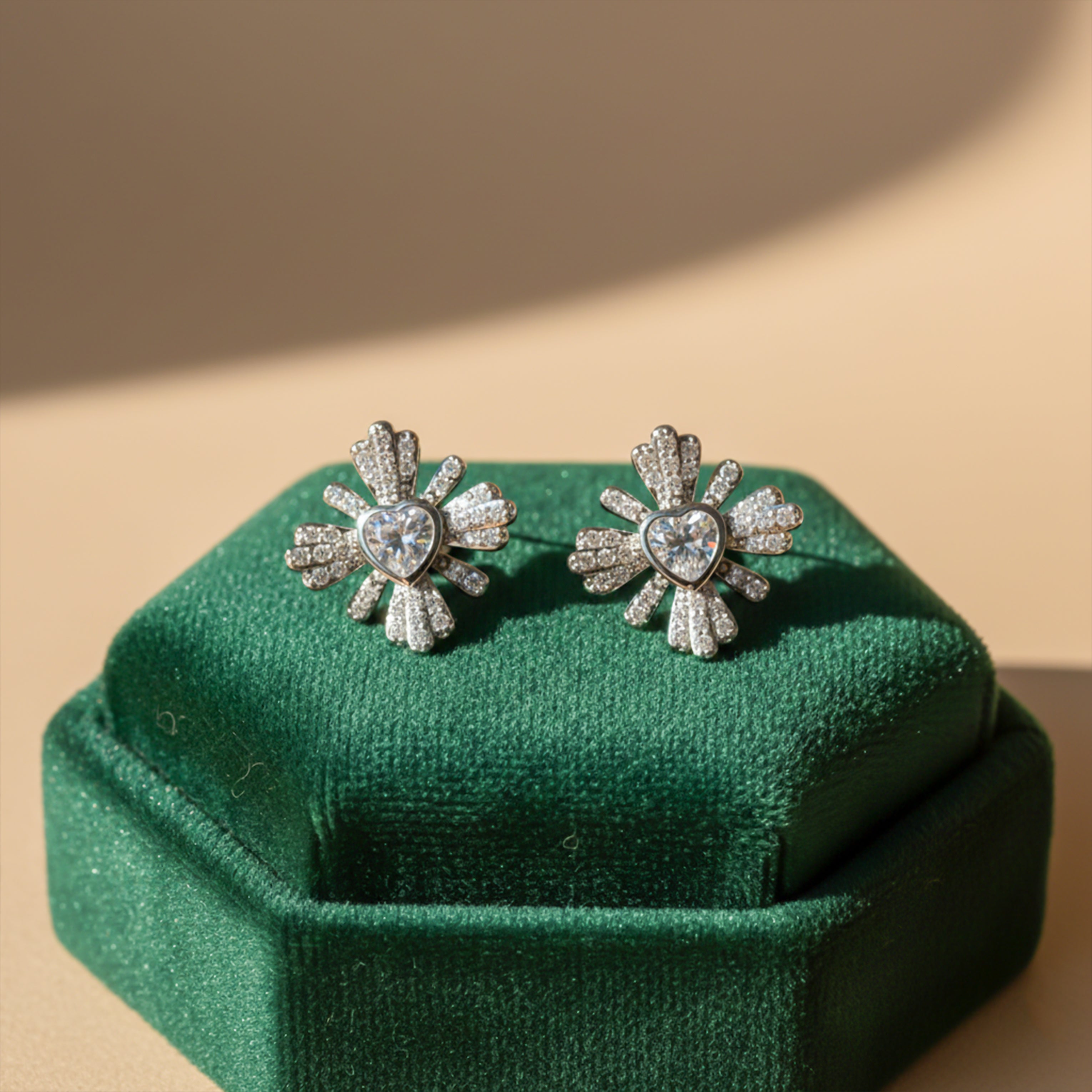 Heartburst Crystal Stud Earrings GWE -104