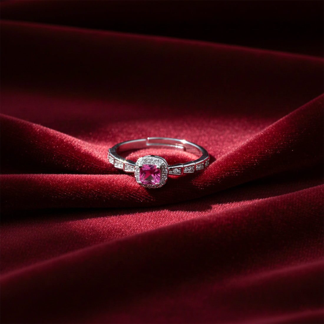 Ruby Glow Halo Silver Ring GWR -38