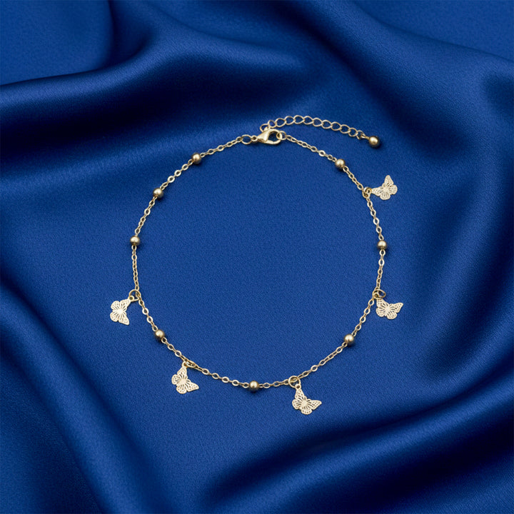 Golden Butterfly Bead Anklet GWA -53