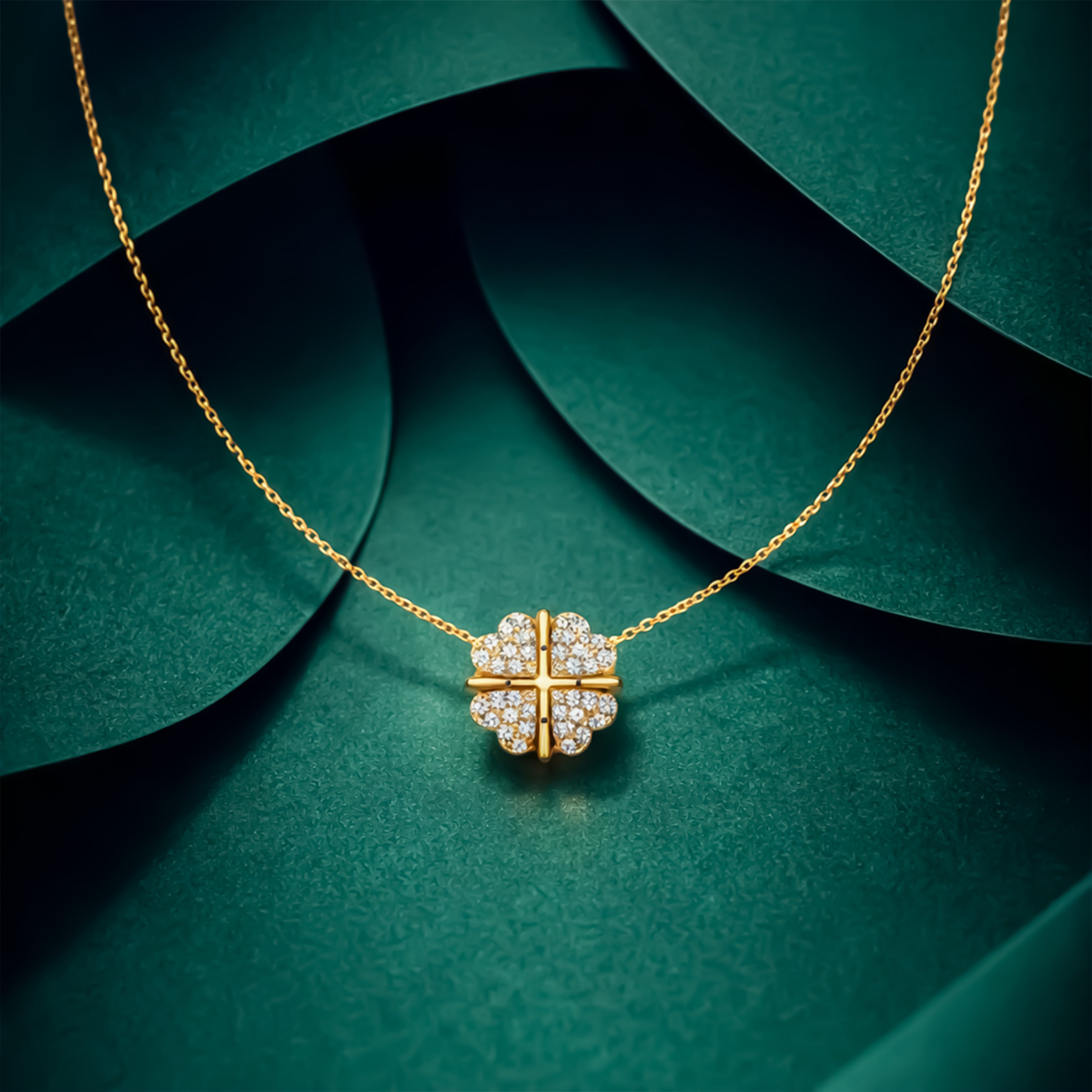 Diamond Clover Charm Necklace GWN -138