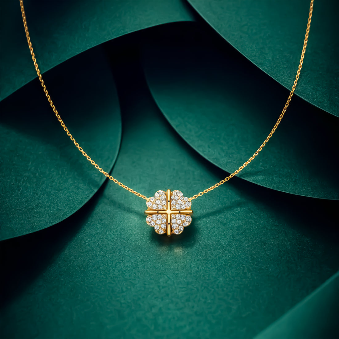 Diamond Clover Charm Necklace GWN -138