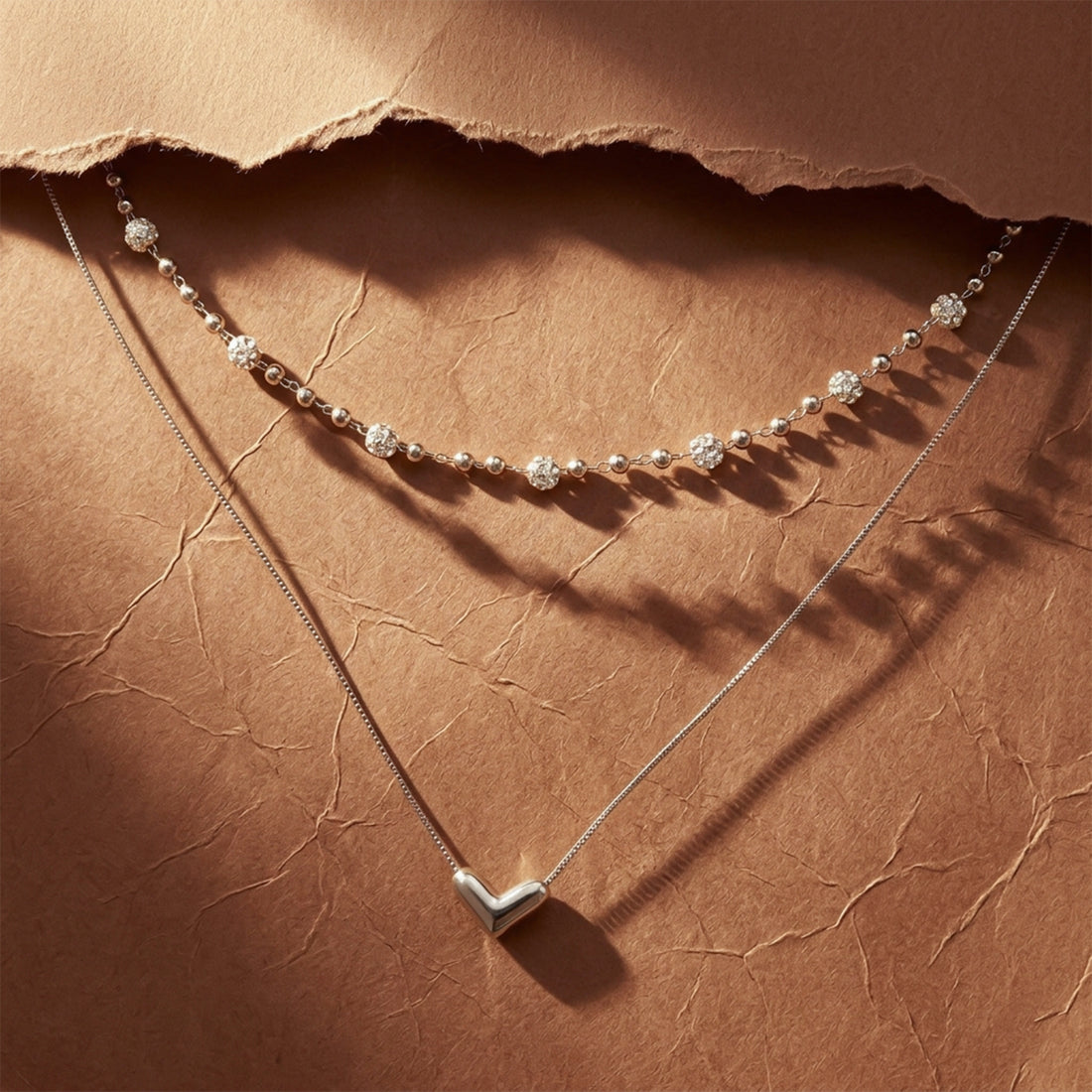Double Chain Crystal Beaded Necklace GWN -64