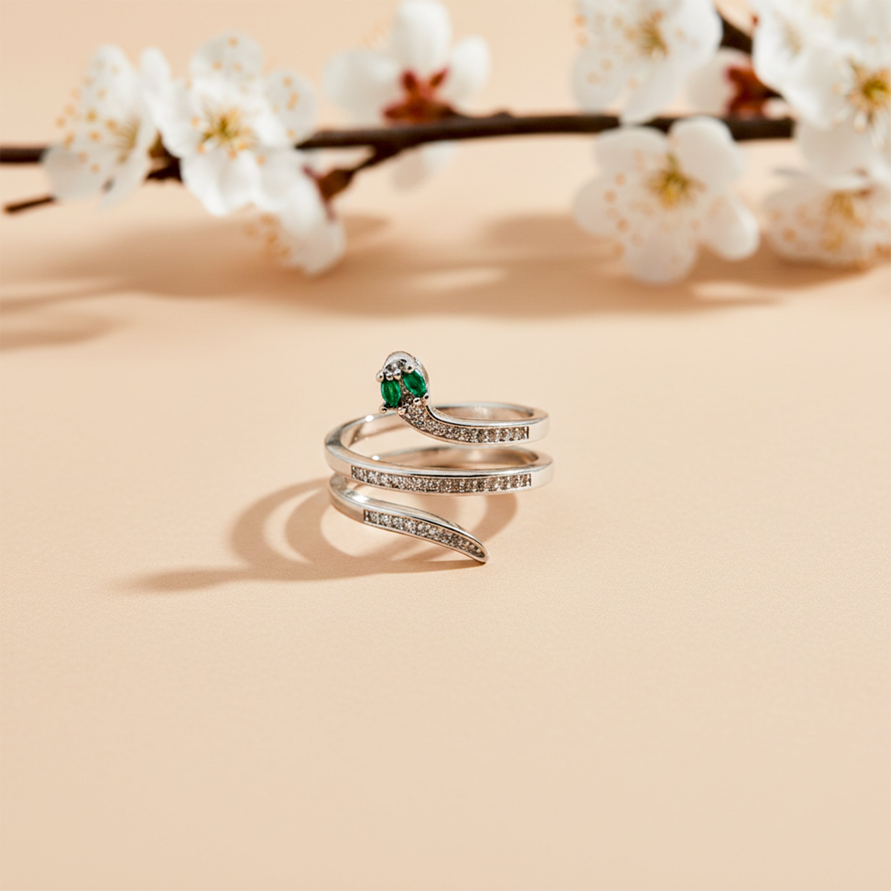 Emerald Serpent Wrap Ring GWR -56