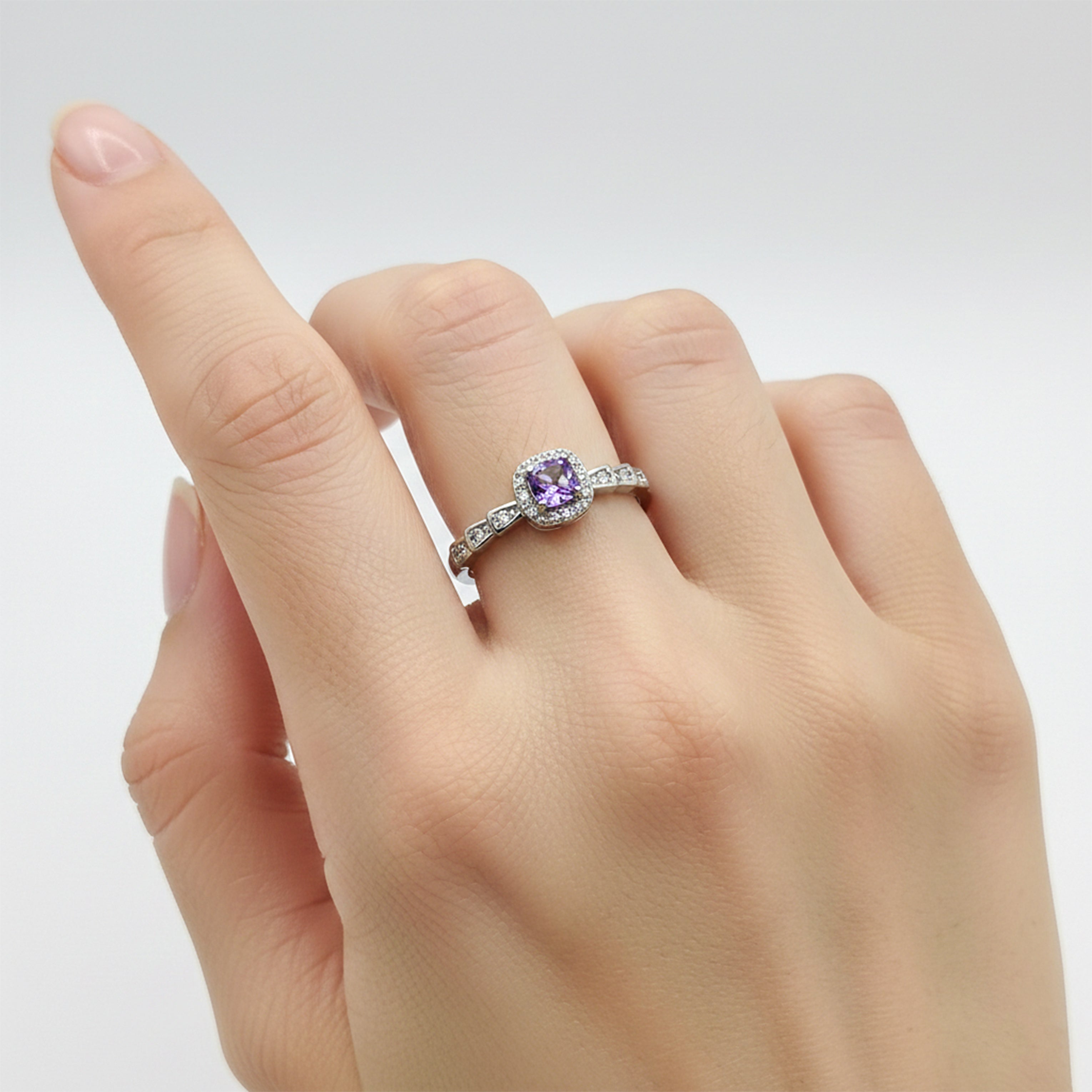Lavender Halo Crystal Ring GWR -41