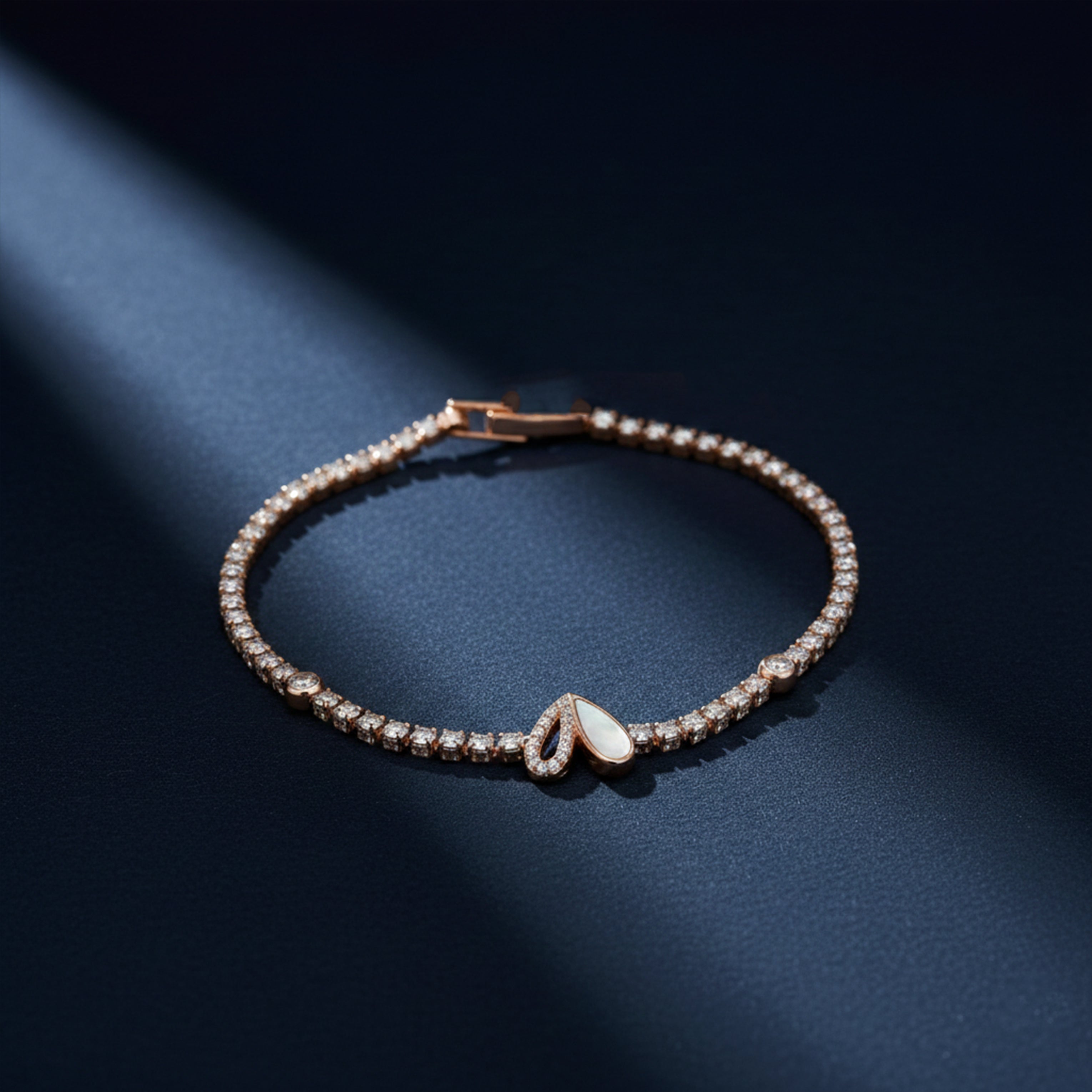 Rose Gold Petal Glow Tennis Bracelet GWB -97