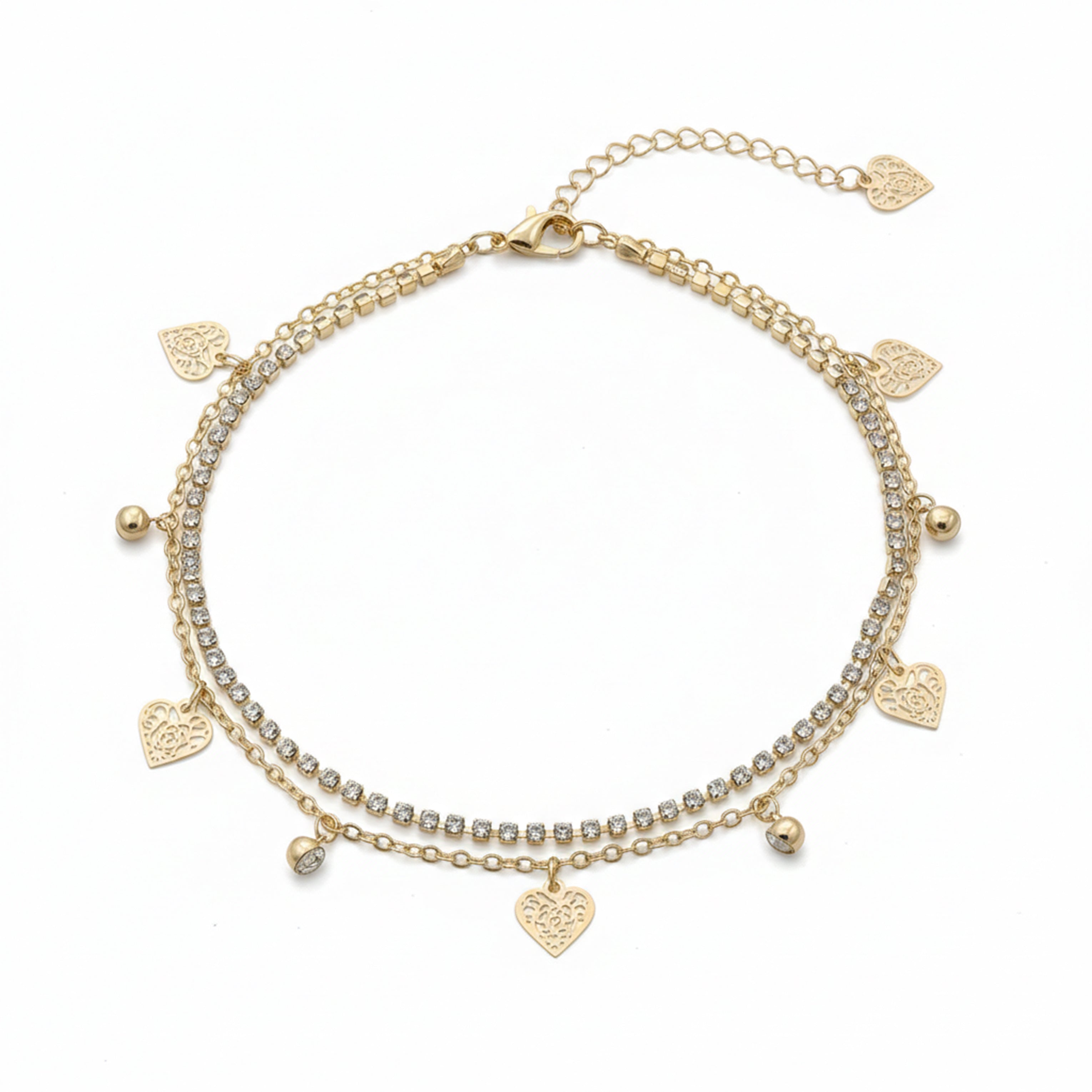 Golden Heart Sparkle Anklet GWA -38