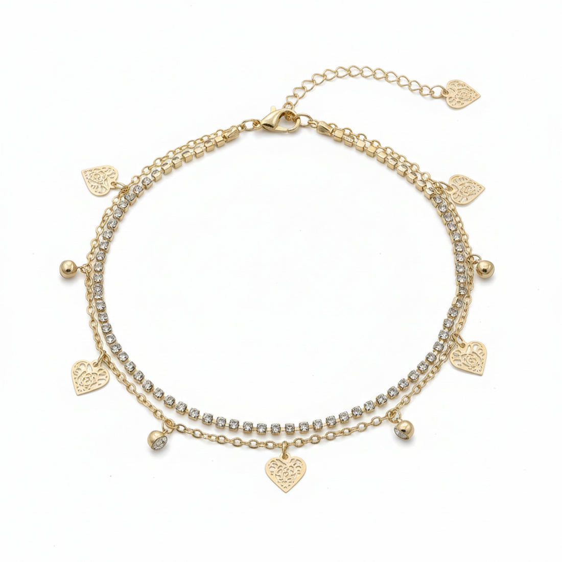 Golden Heart Sparkle Anklet GWA -38