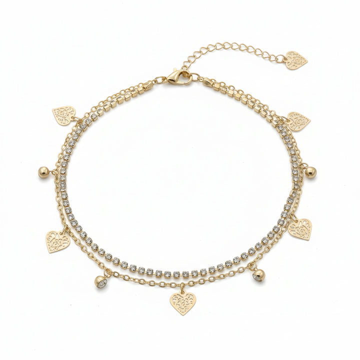 Golden Heart Sparkle Anklet GWA -38