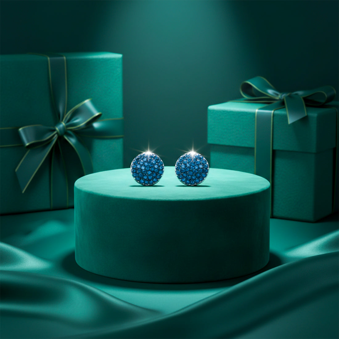 Midnight Blue Crystal Pavé Stud Earrings GWE -95
