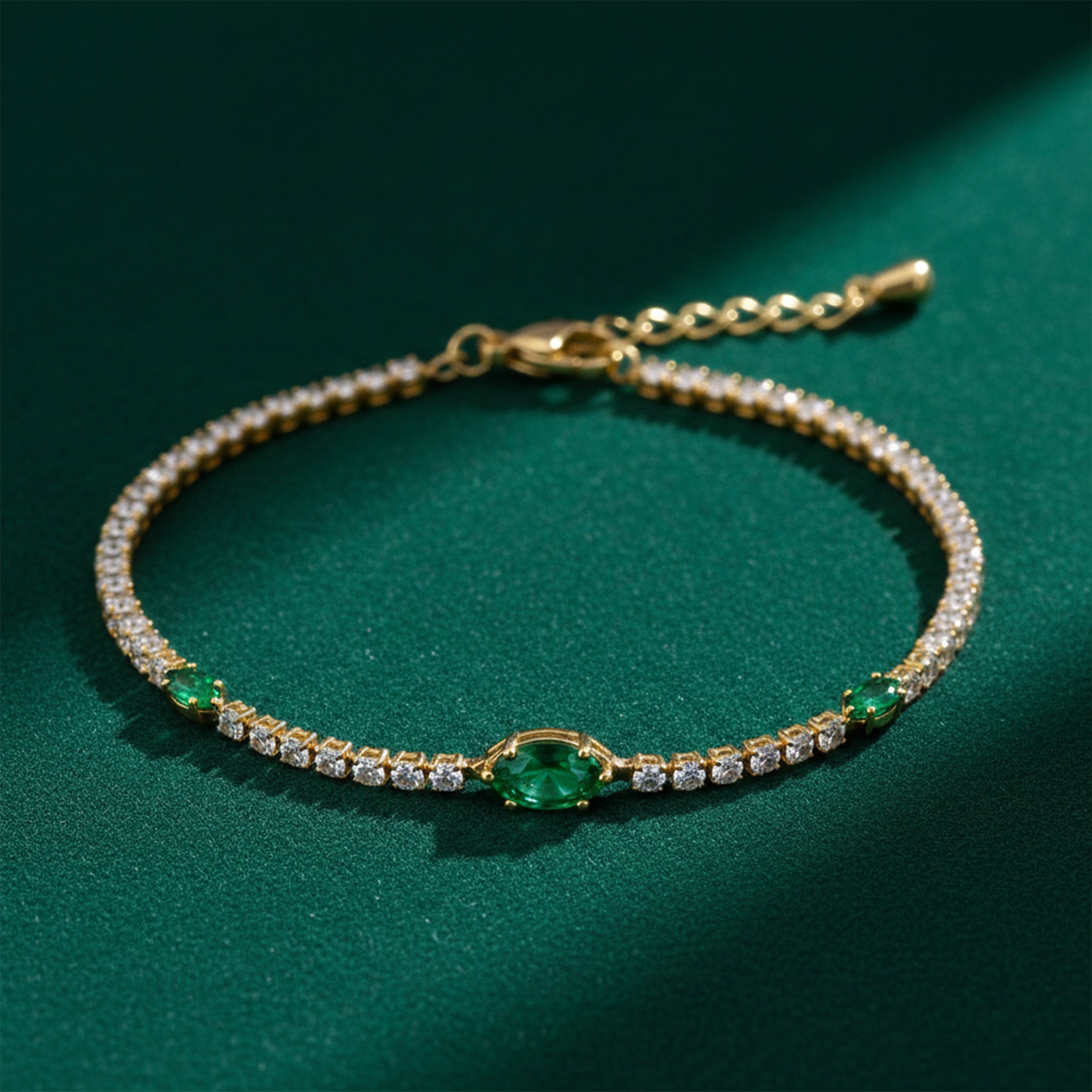 Emerald Leaf Tennis Bracelet GWB -106