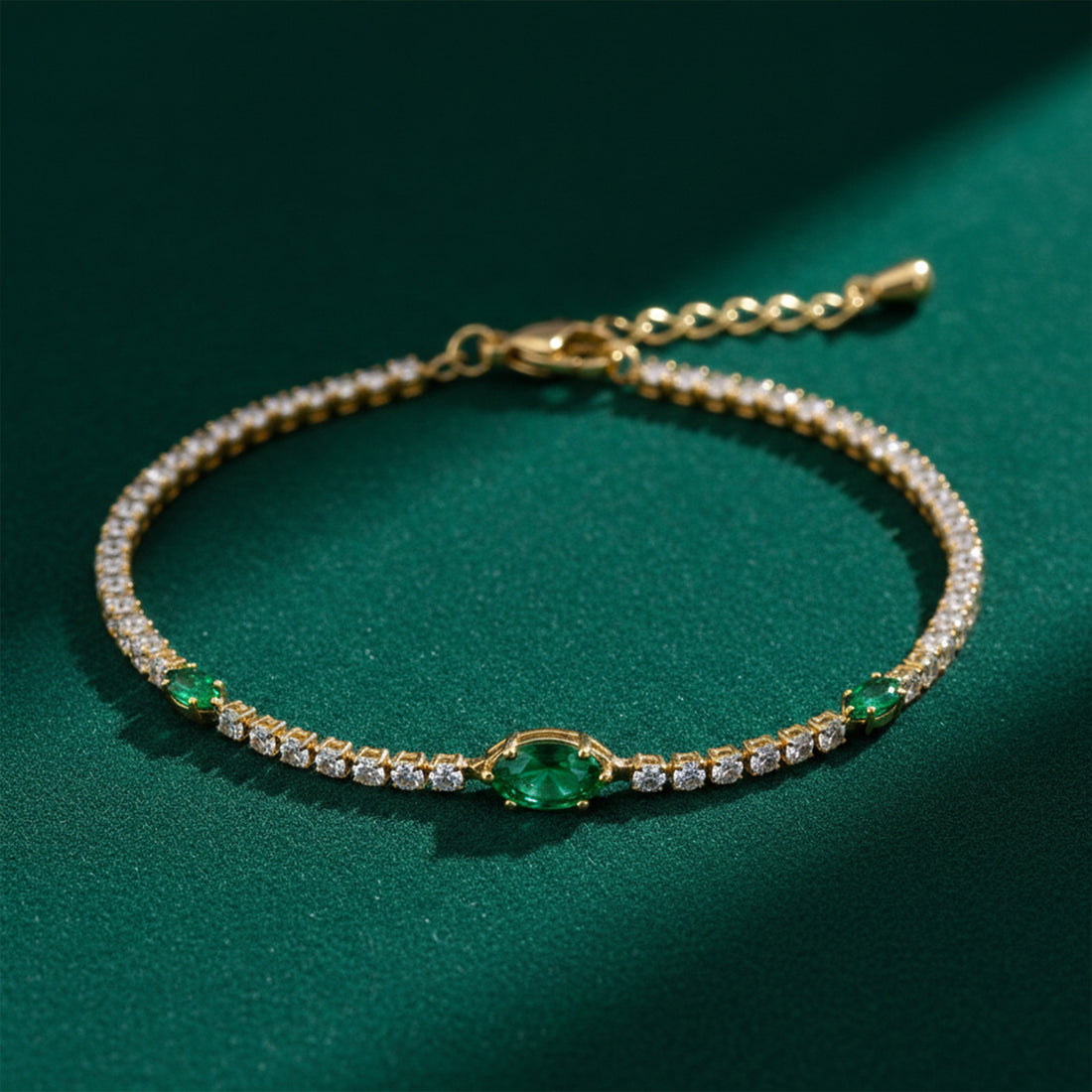 Emerald Leaf Tennis Bracelet GWB -106
