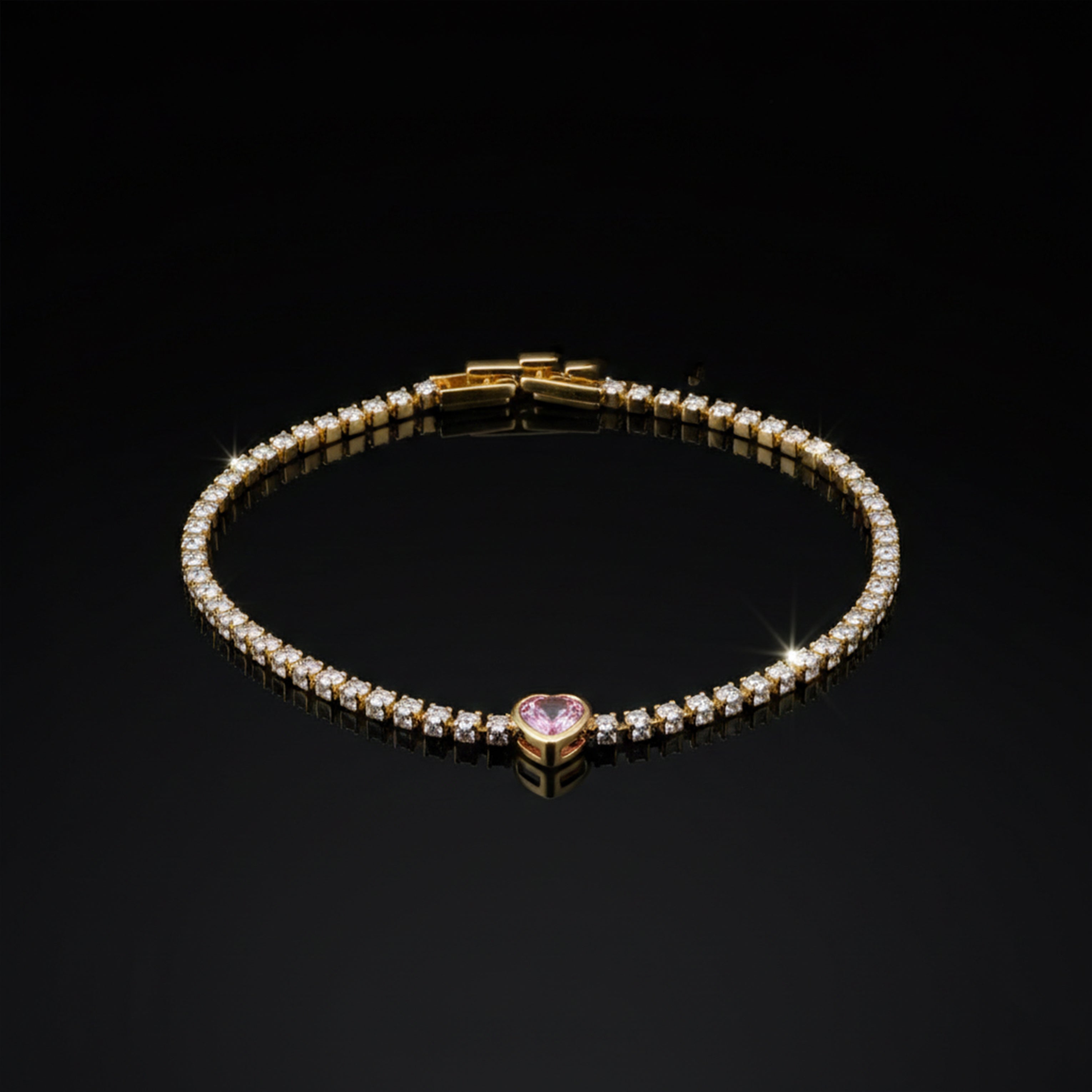 Golden Blush Heart Tennis Bracelet GWB -98