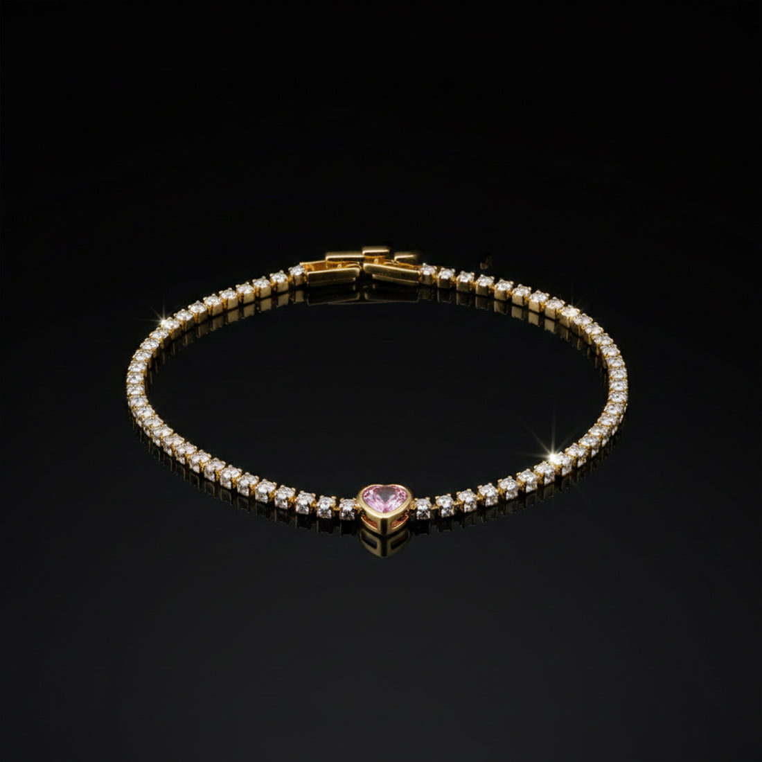 Golden Blush Heart Tennis Bracelet GWB -98