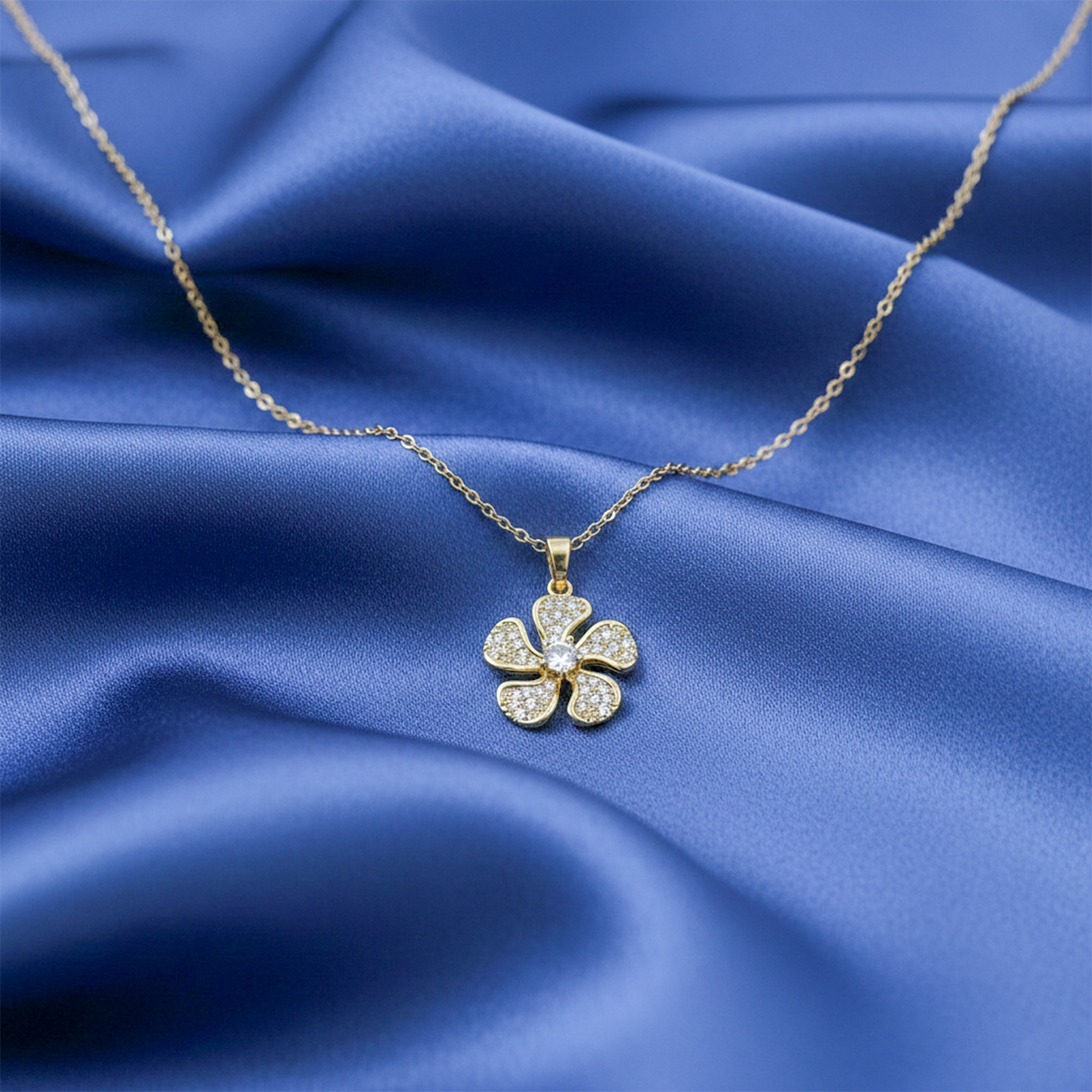 Golden Blossom Crystal Pendant Necklace GWN -164