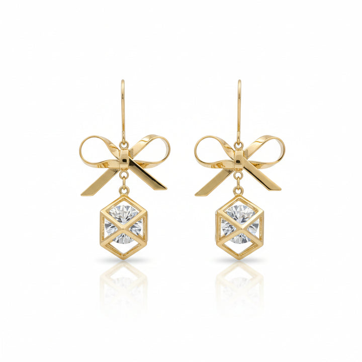 Crystal Bow Charm Earrings GWE -110