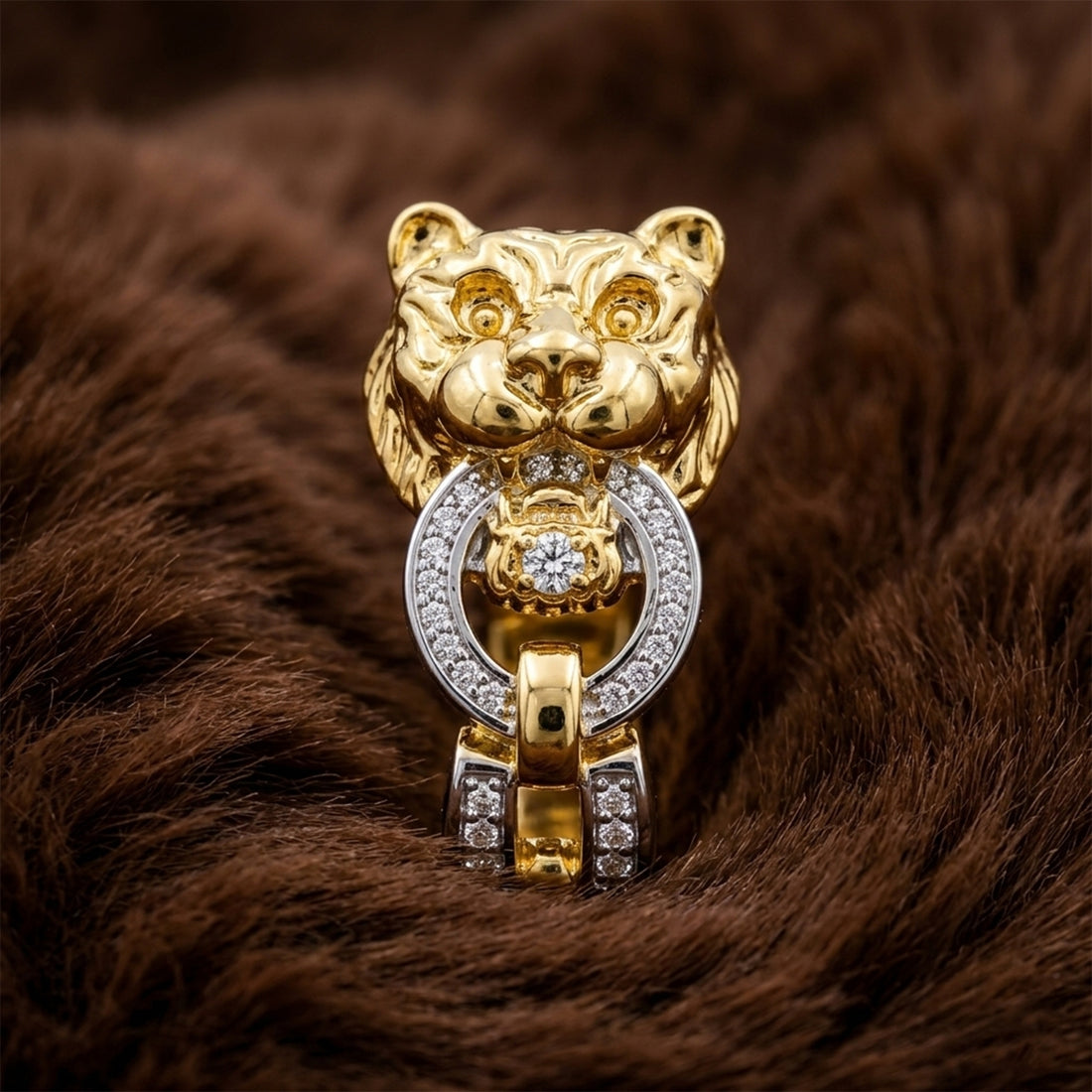 Regal Tiger Link Gold Statement Ring GMR -25