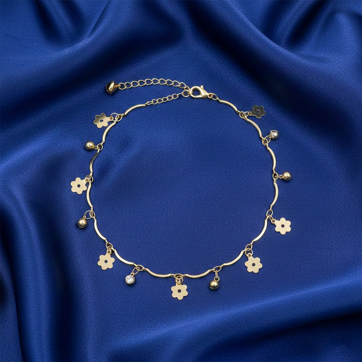 Golden Bloom Charm Anklet GWA -23